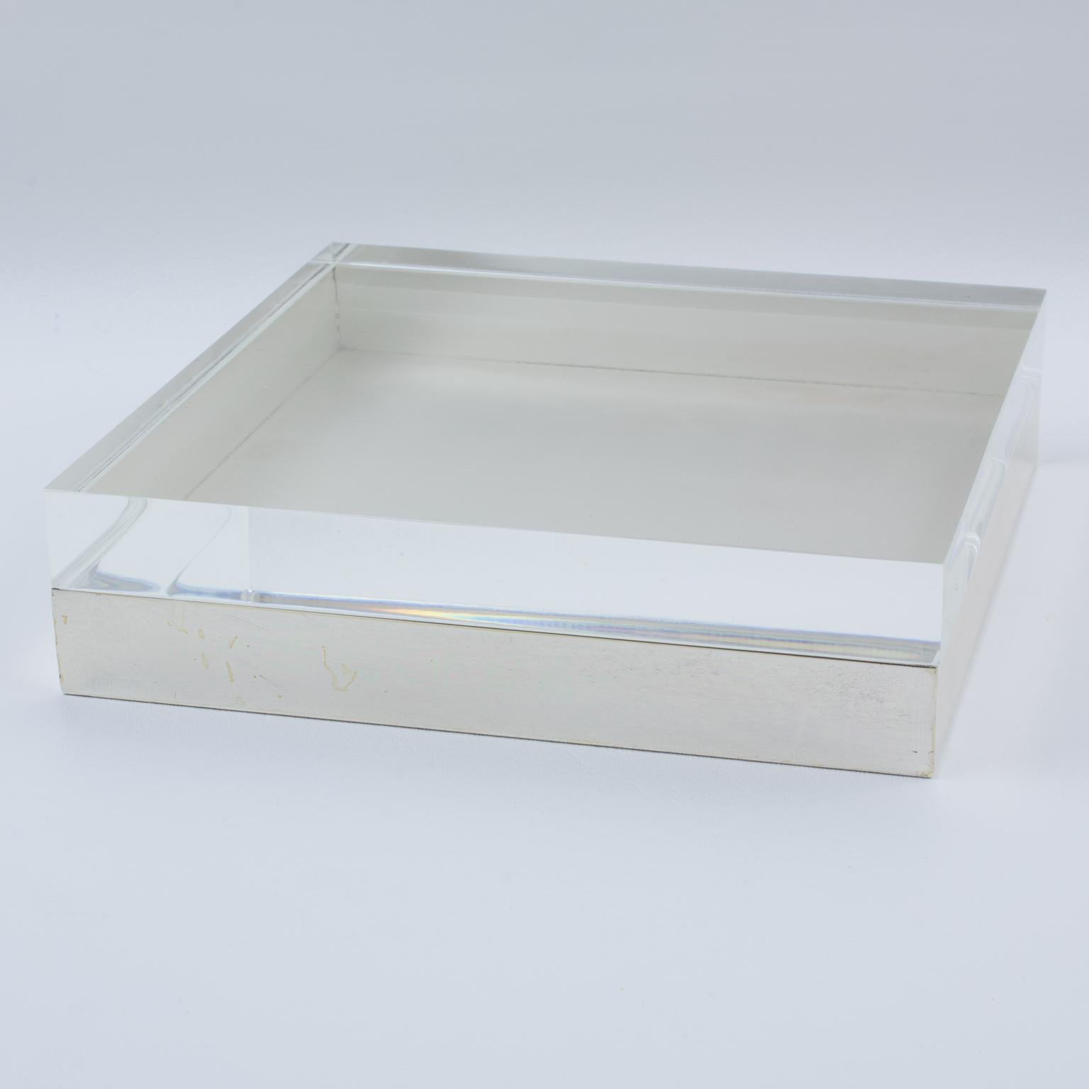 Enhance your interior with this striking modernist decorative box, evoking the sophisticated artistry of renowned Italian designers such as Tommaso Barbi, Gabriella Crespi, or Willy Rizzo. The rare piece was crafted in Italy circa 1970. Defined by
