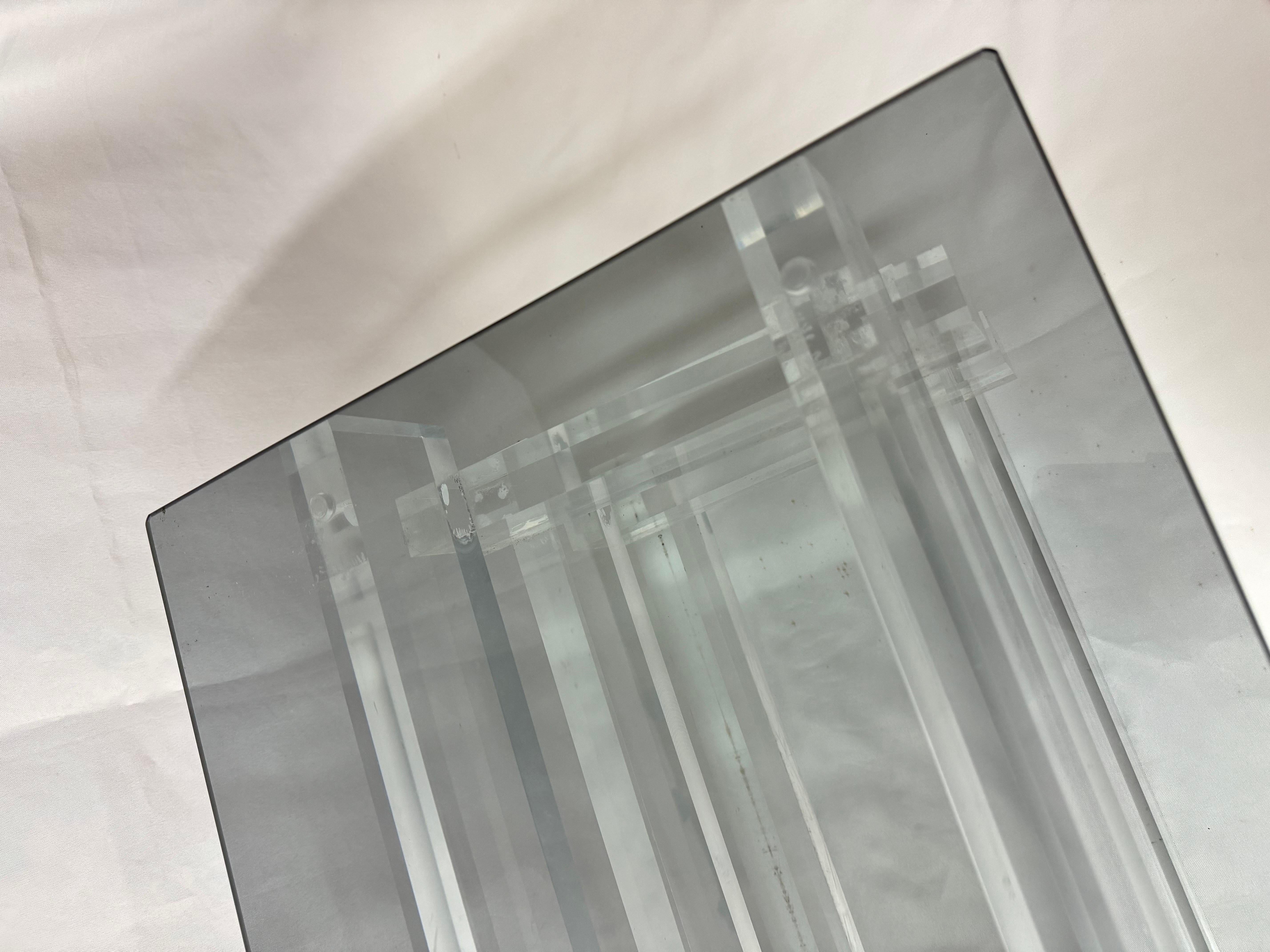 Stacked Lucite and Smoked Glass Table For Sale 4