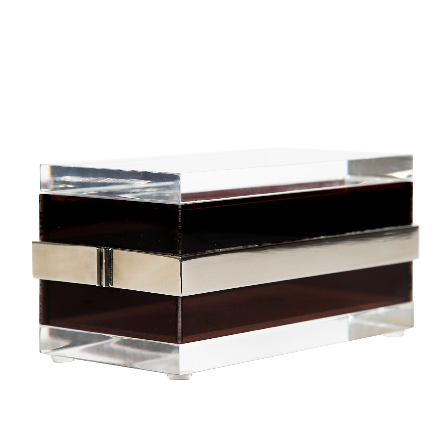 Late 20th Century Lucite and Steel Box in the Style of Gabriella Crespi, Italy, 1970