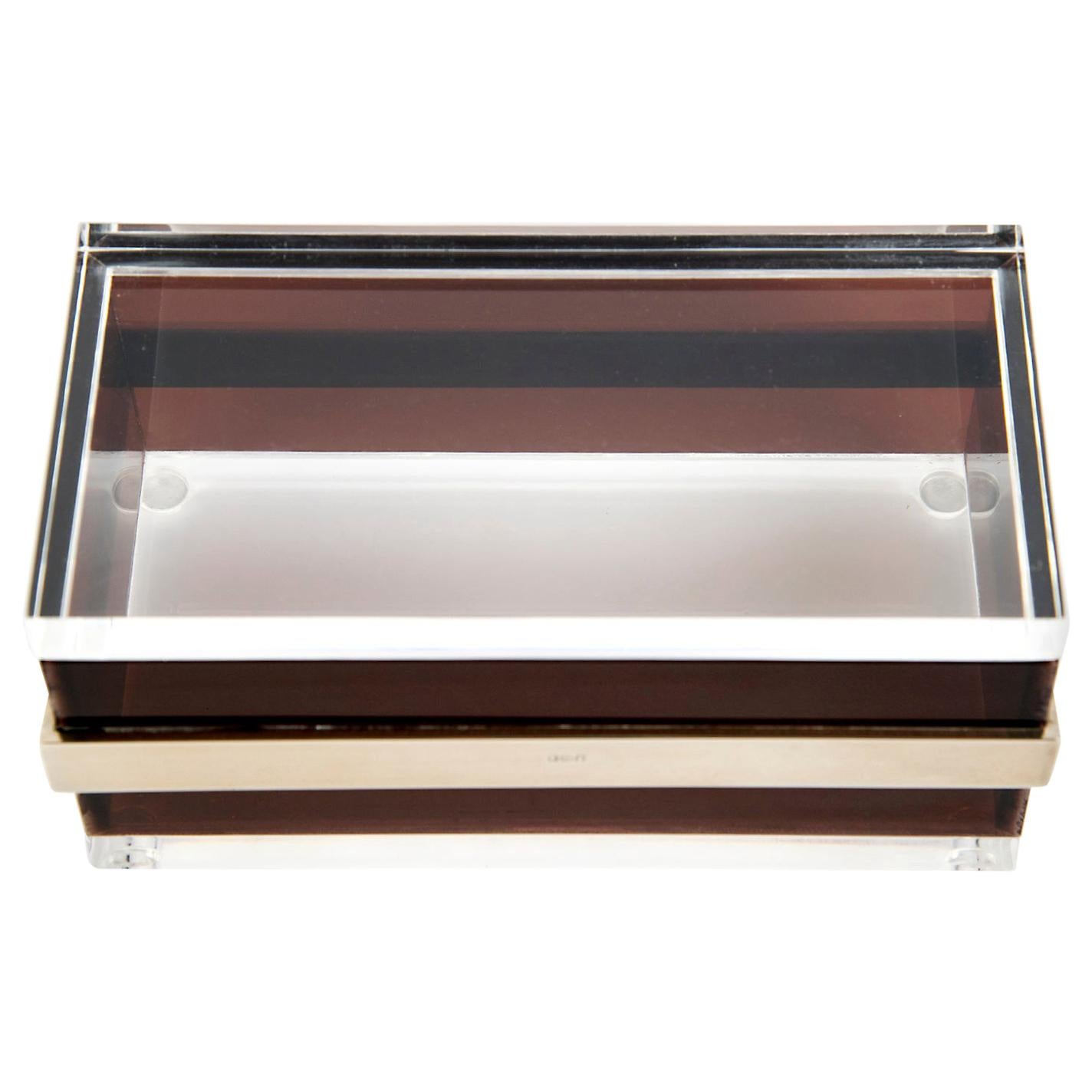Lucite and Steel Box in the Style of Gabriella Crespi, Italy, 1970
