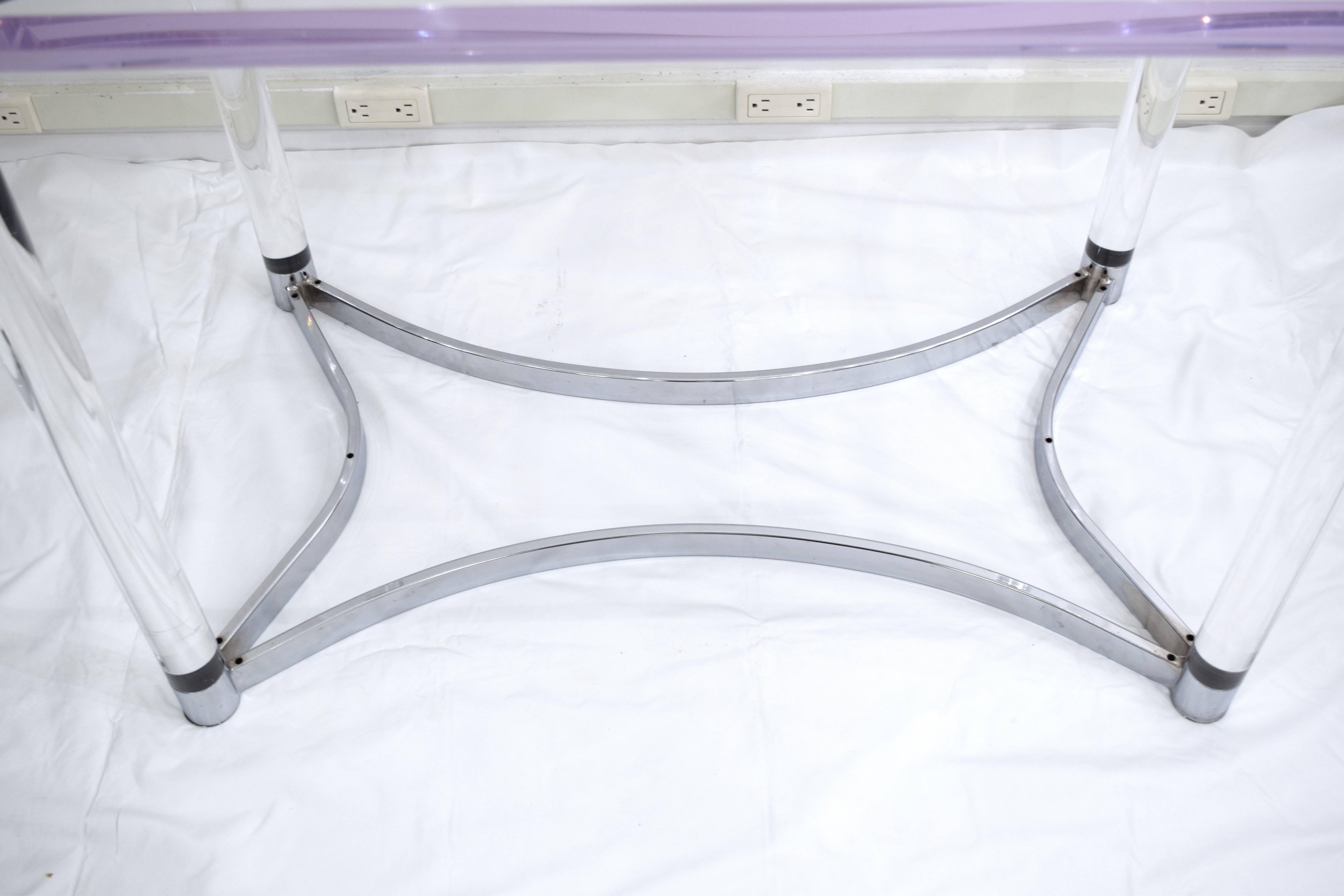Mid-Century Modern Lucite and Steel Console Table or Table Base