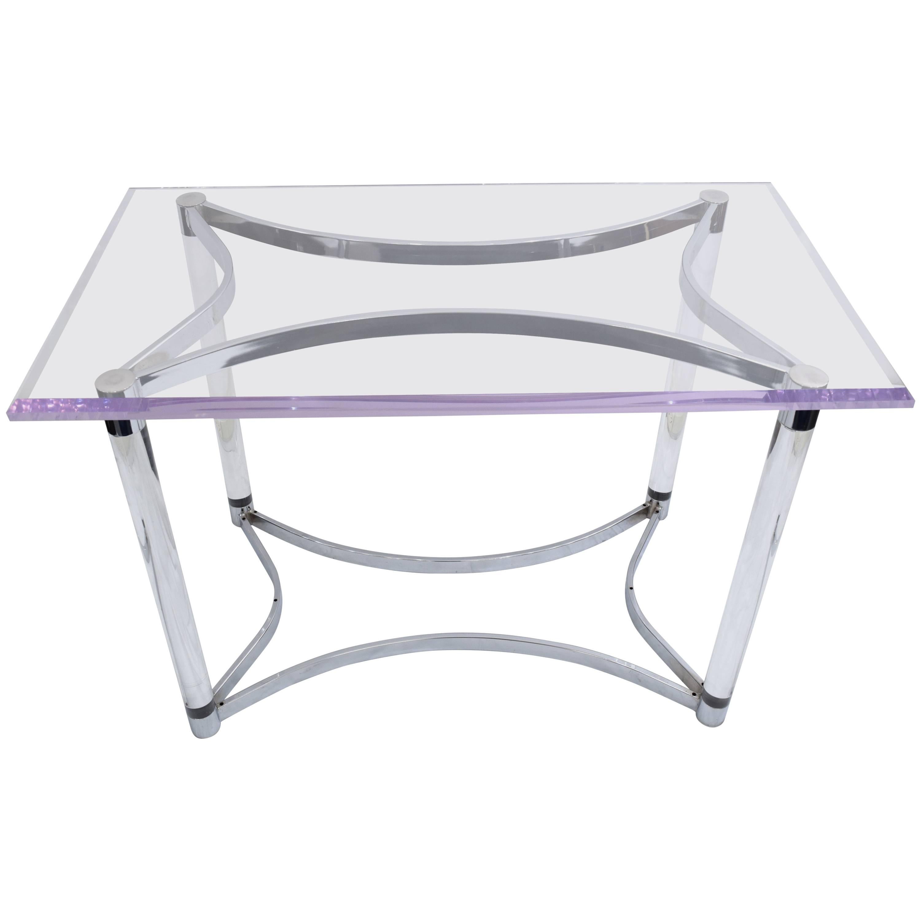 Lucite and Steel Console Table or Table Base