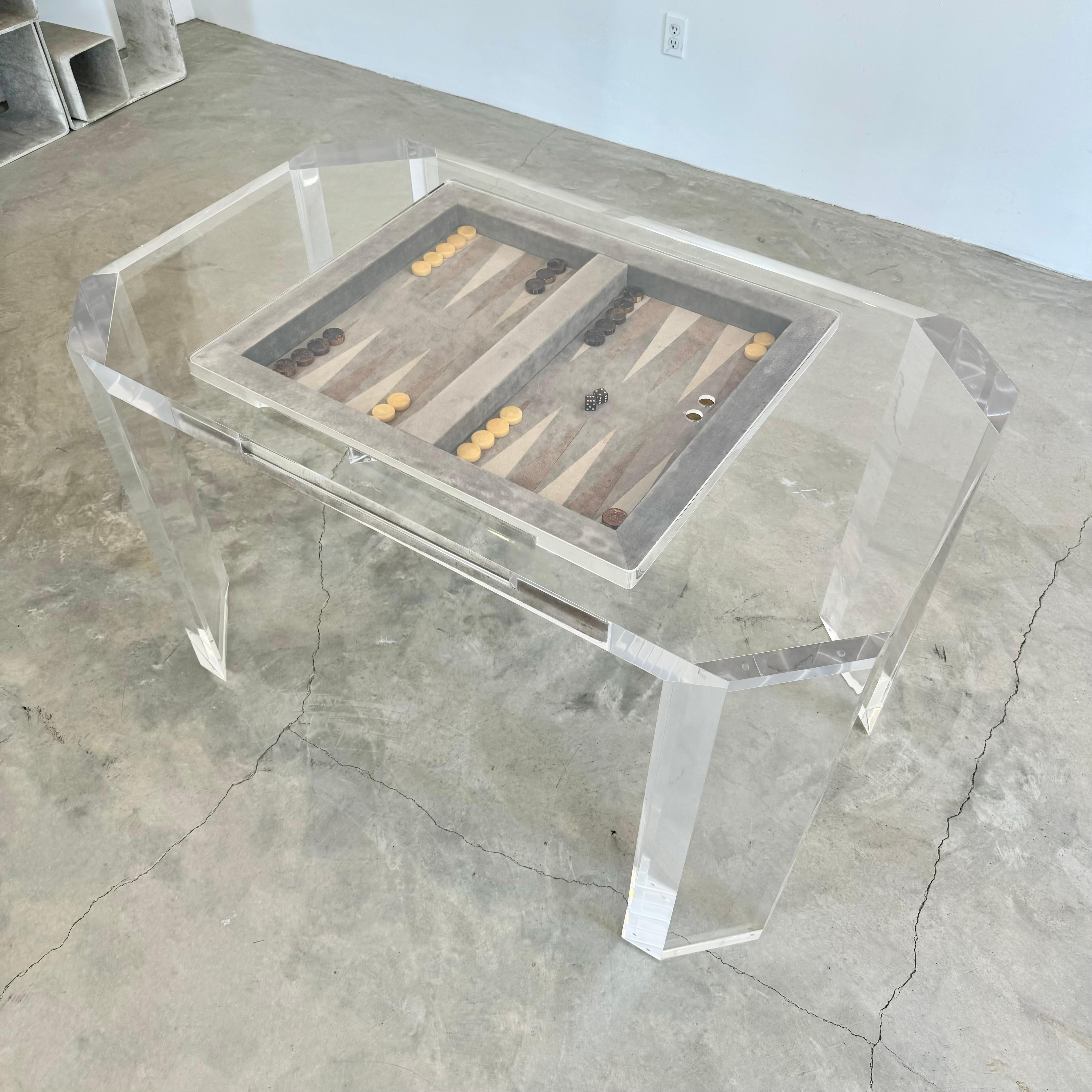 Lucite and Suede Backgammon Table, 1980s USA 9