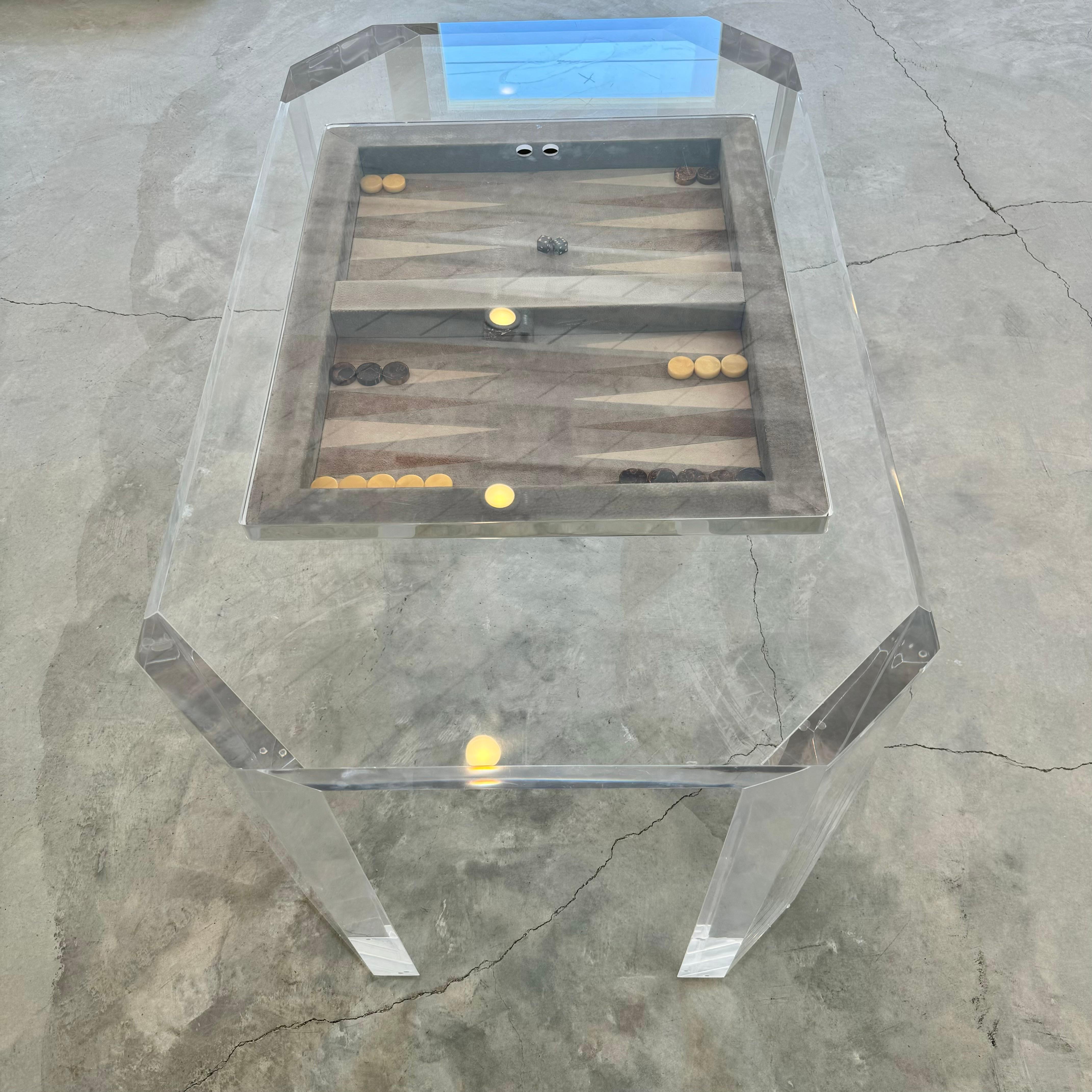 Lucite and Suede Backgammon Table, 1980s USA 10