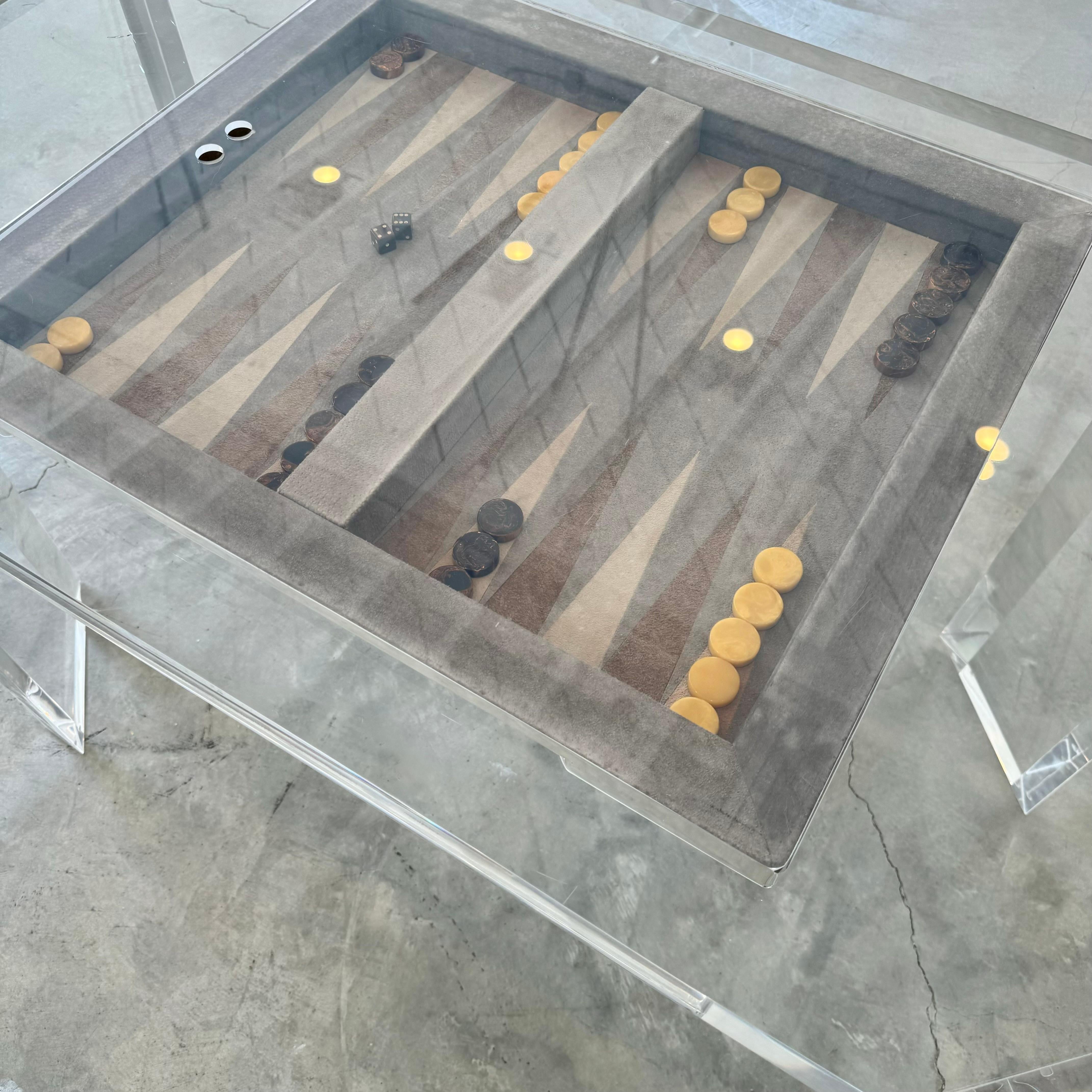 Lucite and Suede Backgammon Table, 1980s USA 11