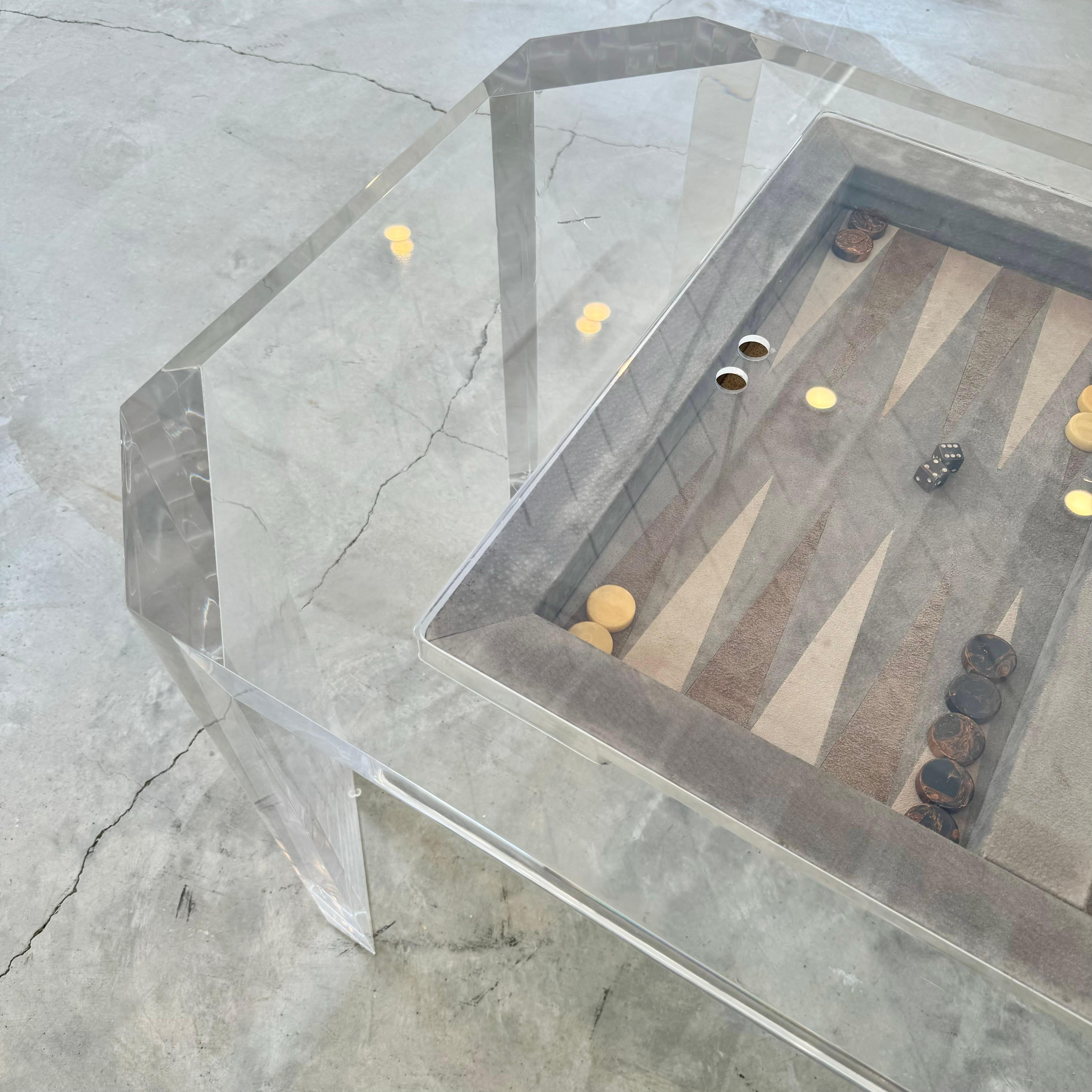Lucite and Suede Backgammon Table, 1980s USA 12