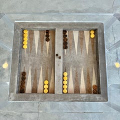 Lucite and Suede Backgammon Table, 1980s USA
