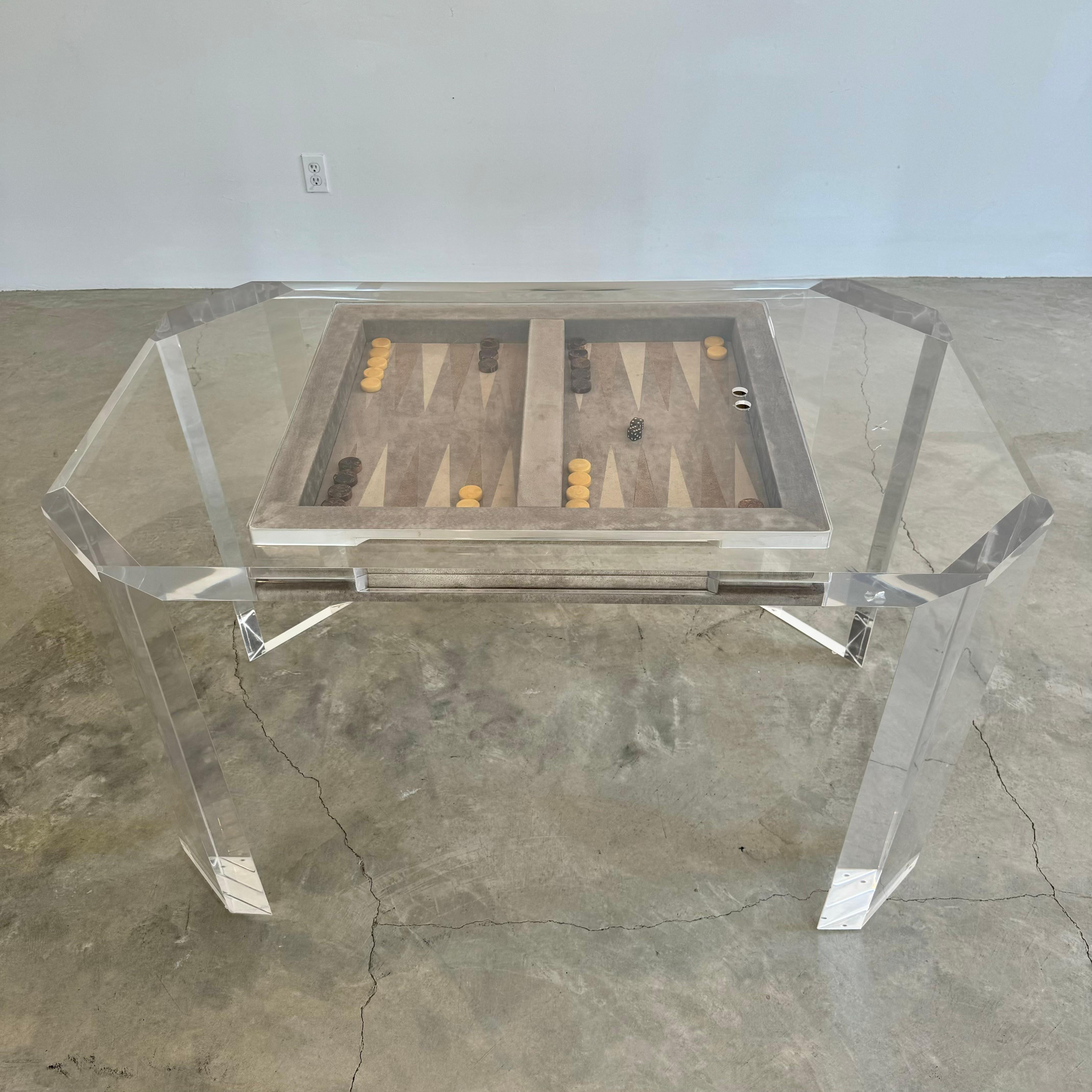 Lucite and Suede Backgammon Table, 1980s USA 2