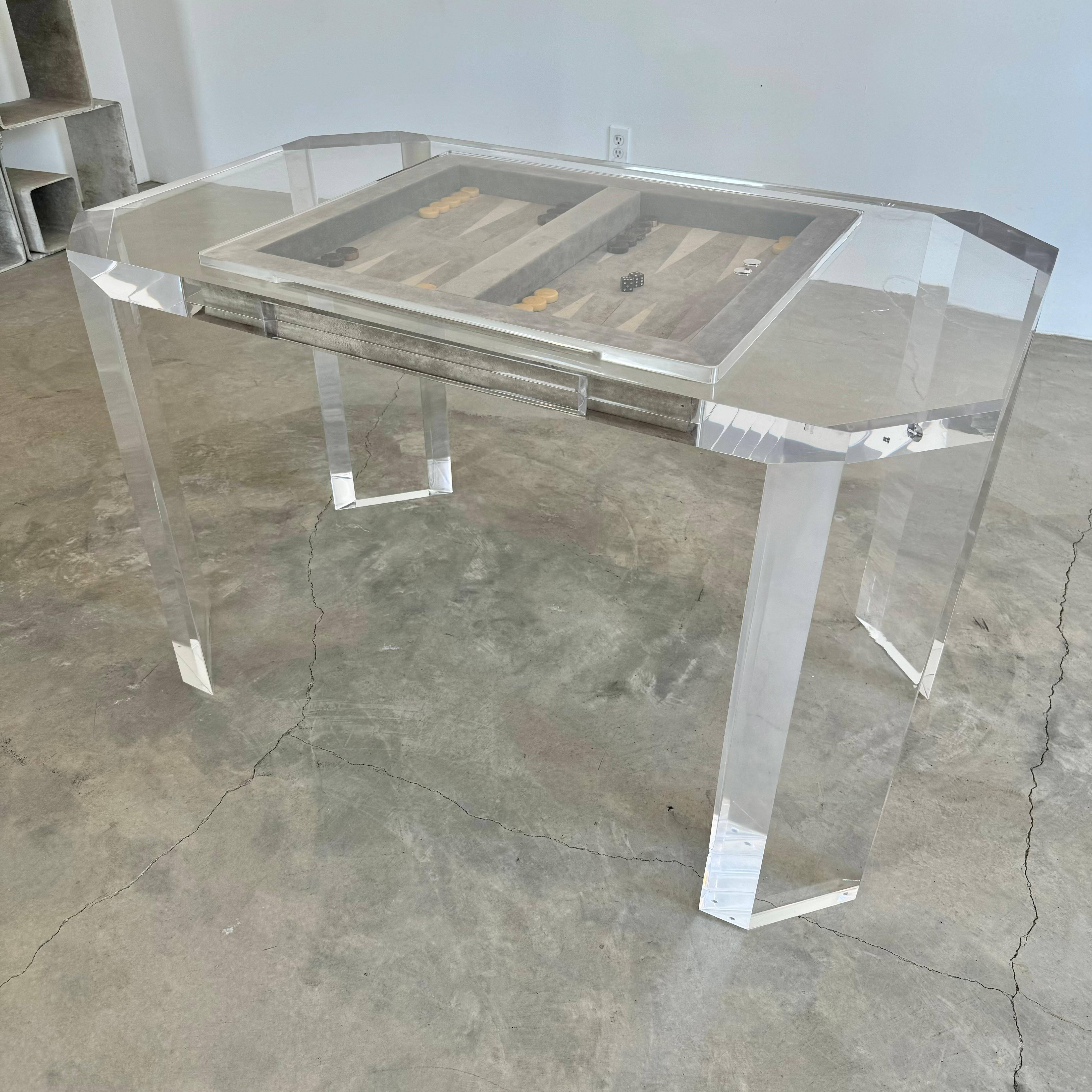 Lucite and Suede Backgammon Table, 1980s USA 3