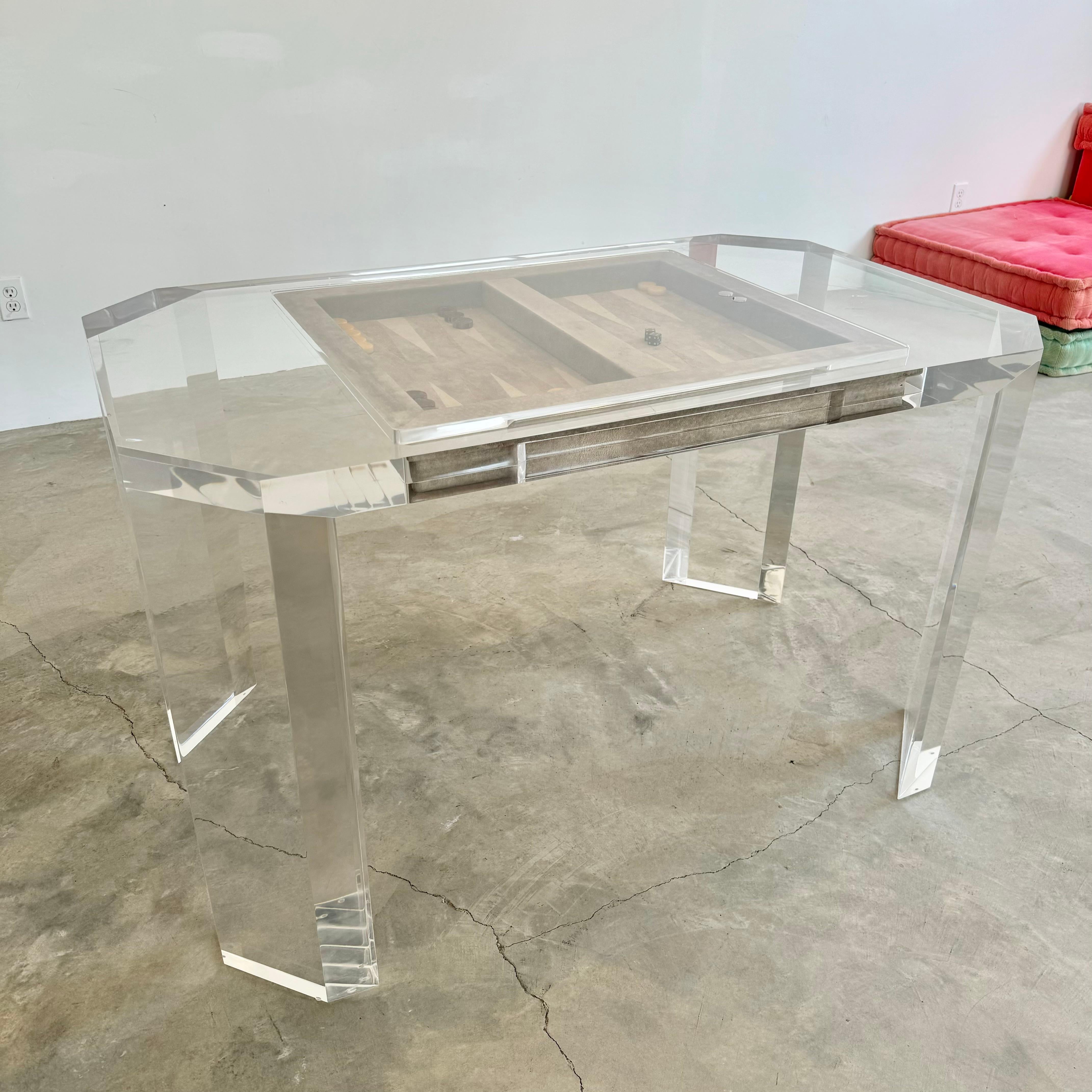 Lucite and Suede Backgammon Table, 1980s USA 4
