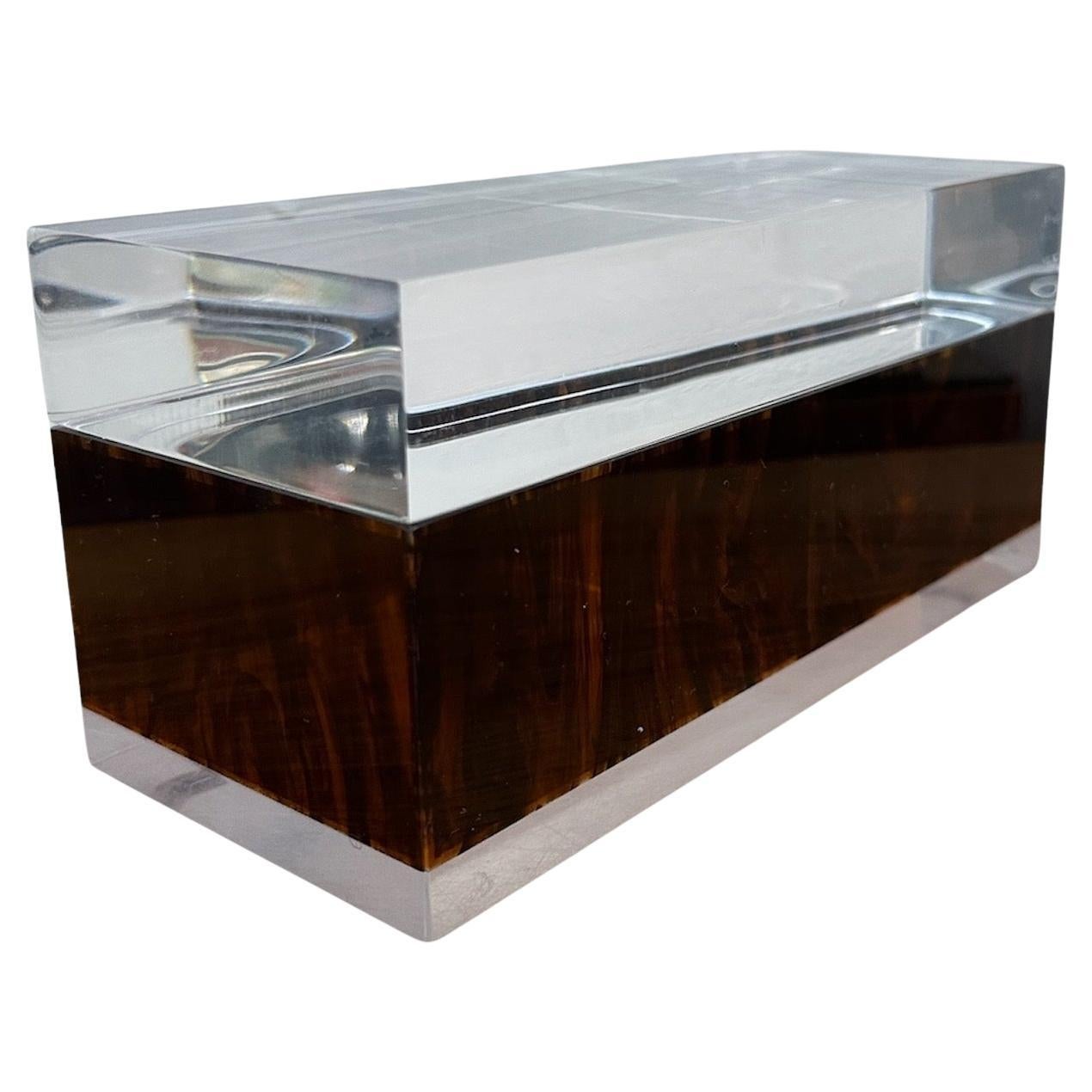 Caja de baratijas de Lucite y caparazón de tortuga de Philippe Cheverny Hollywood Regency