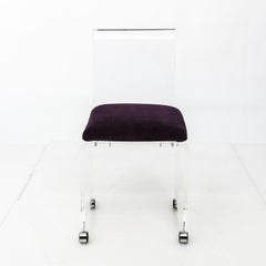 Lucite and Velvet Vanity Chair or Stool