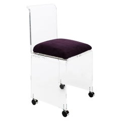 Lucite and Velvet Vanity Chair or Stool