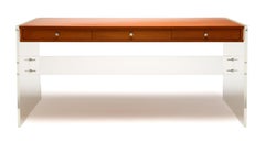 Lucite and Walnut floating Desk