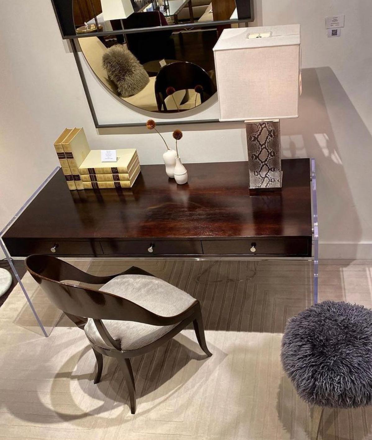 Stained Lucite and Walnut floating Desk For Sale