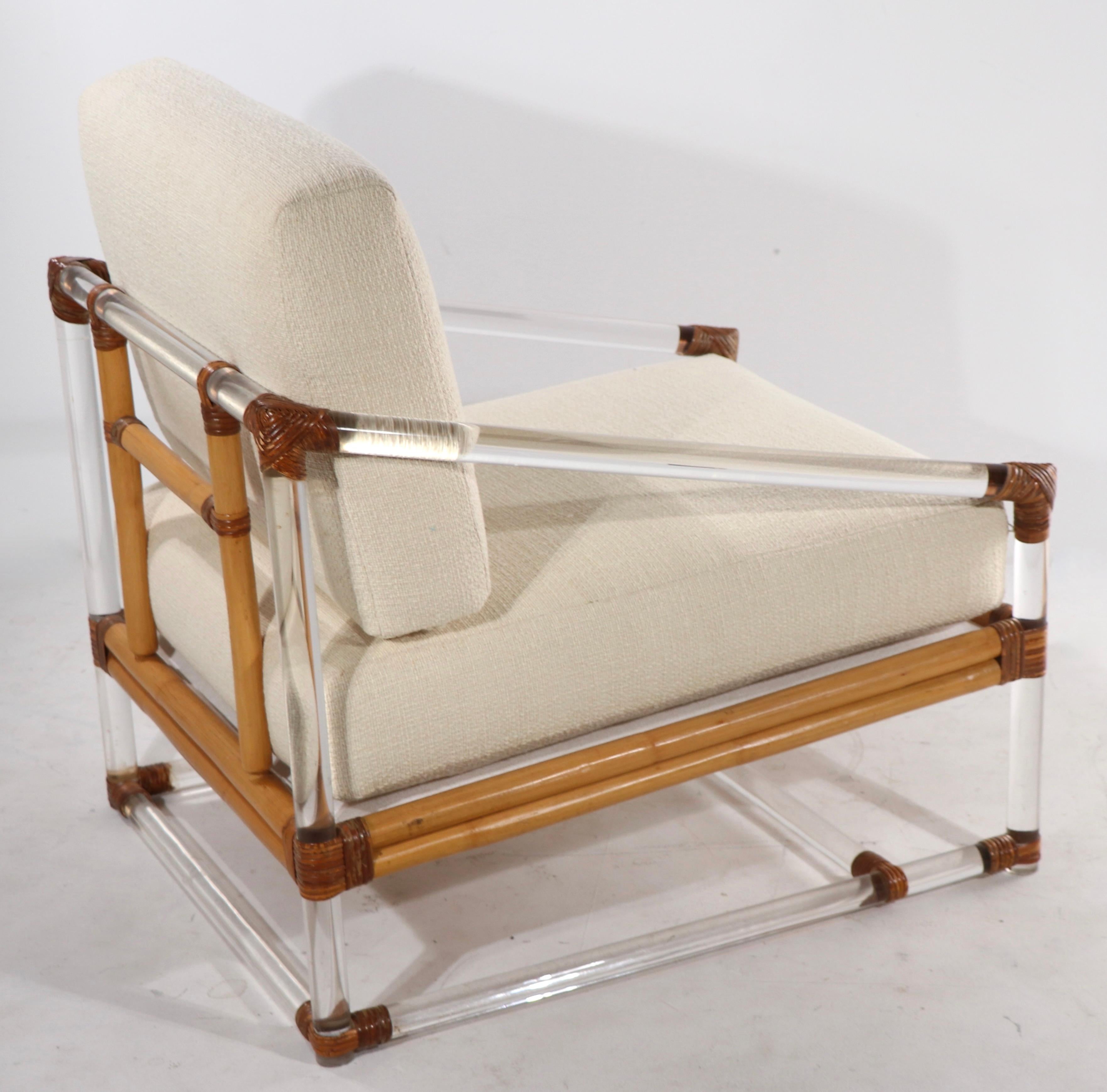 Lucite and Wicker Lounge Chair by McGuire 3