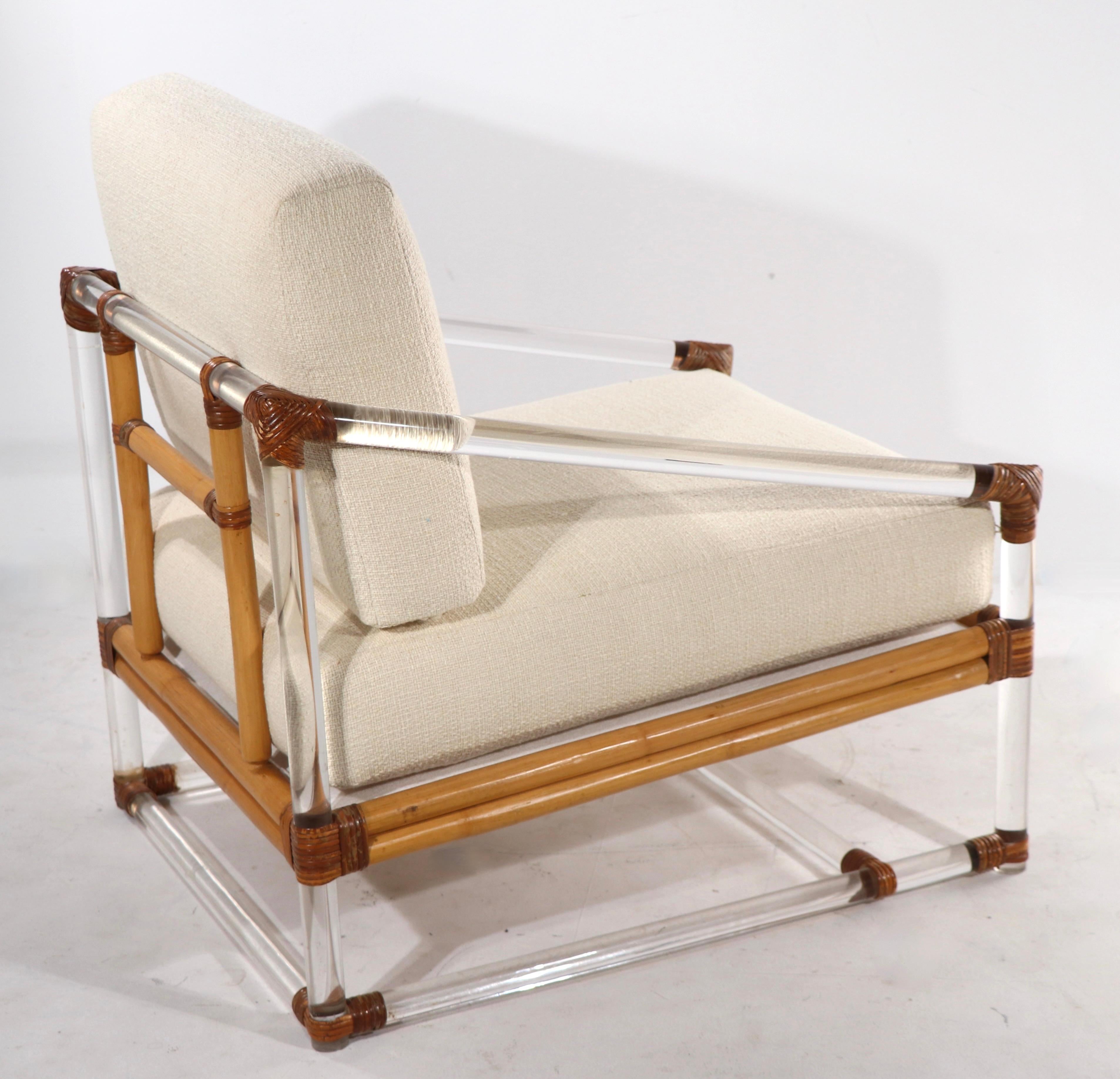 Lucite and Wicker Lounge Chair by McGuire 4