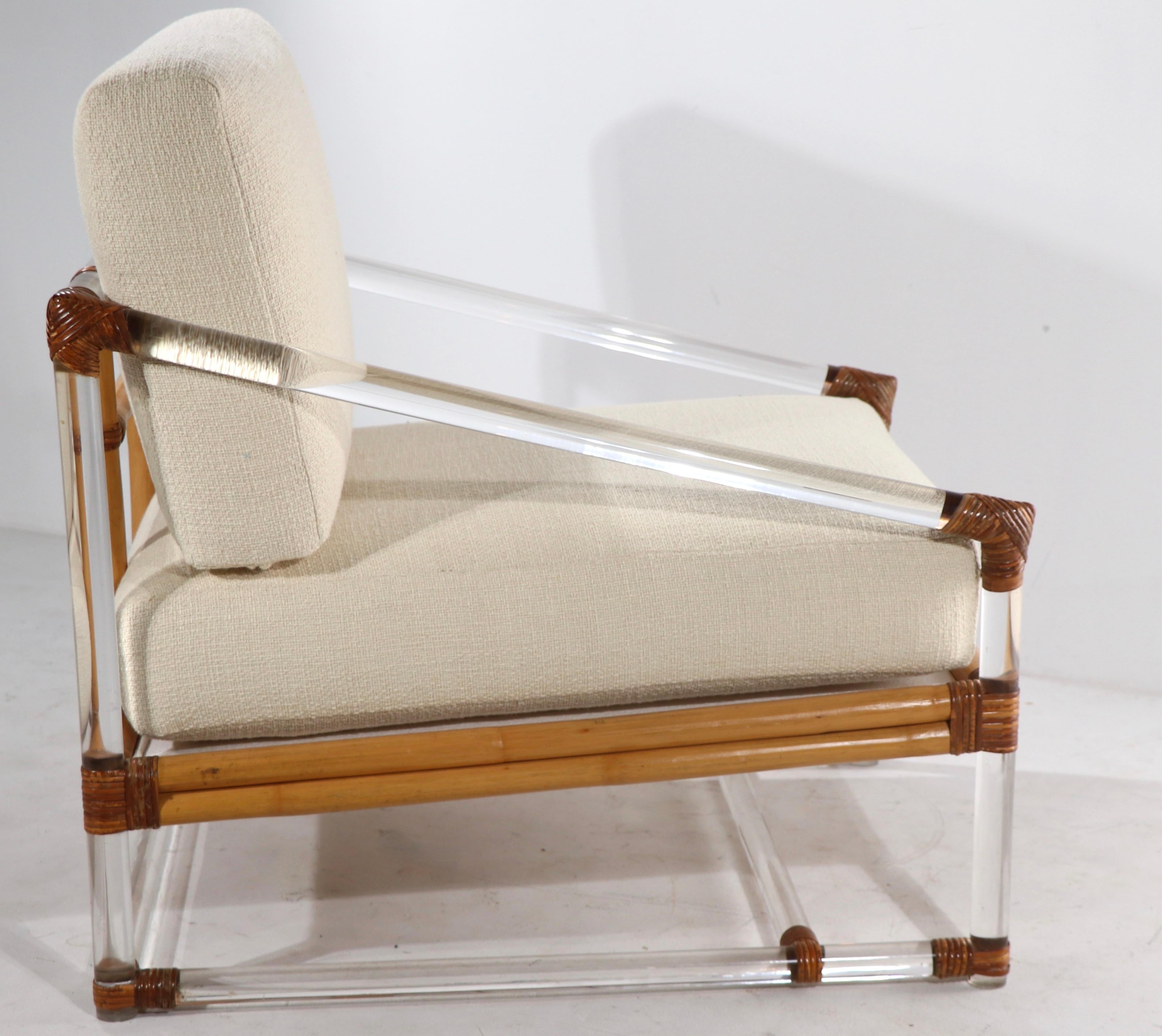 Lucite and Wicker Lounge Chair by McGuire 5