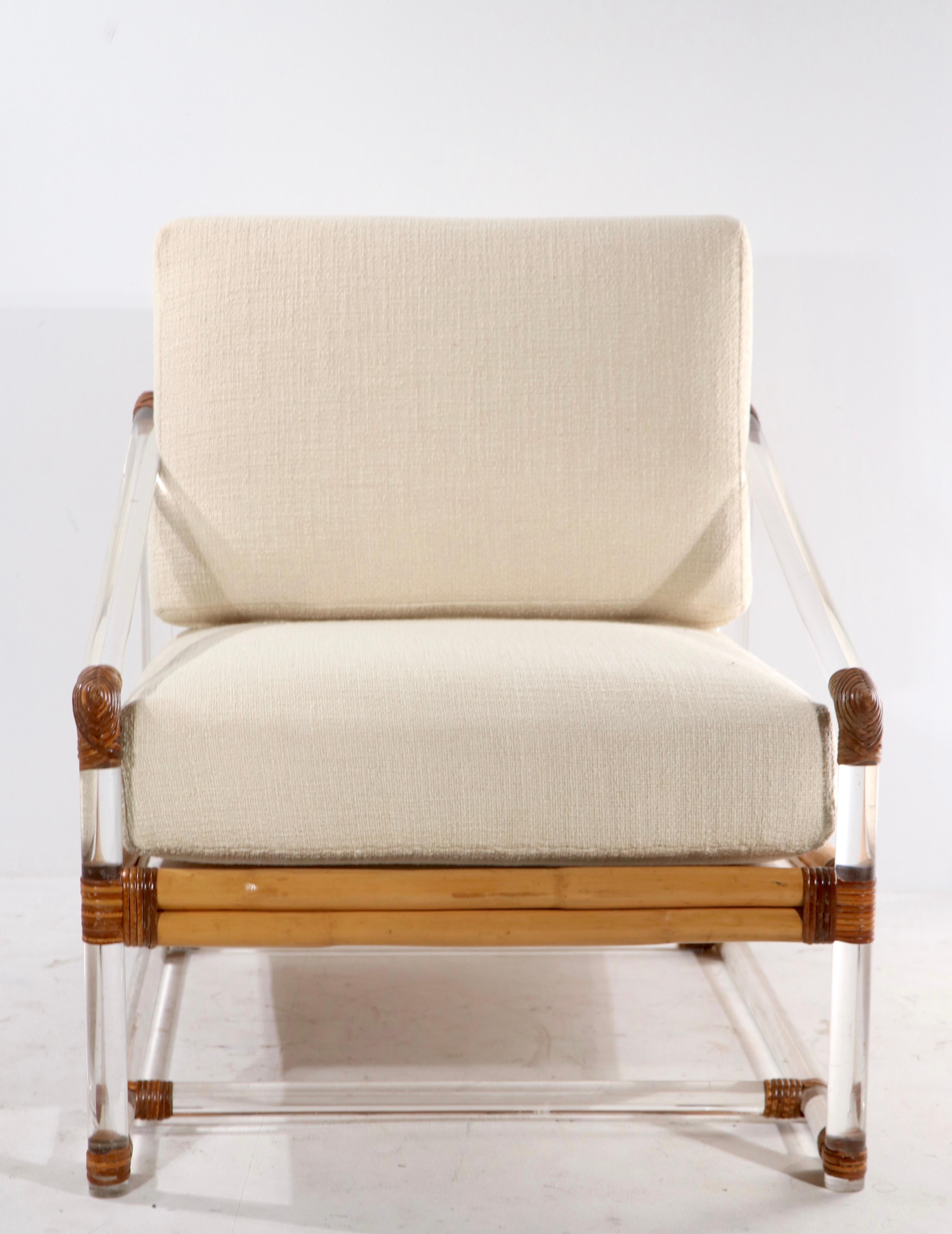 American Lucite and Wicker Lounge Chair by McGuire