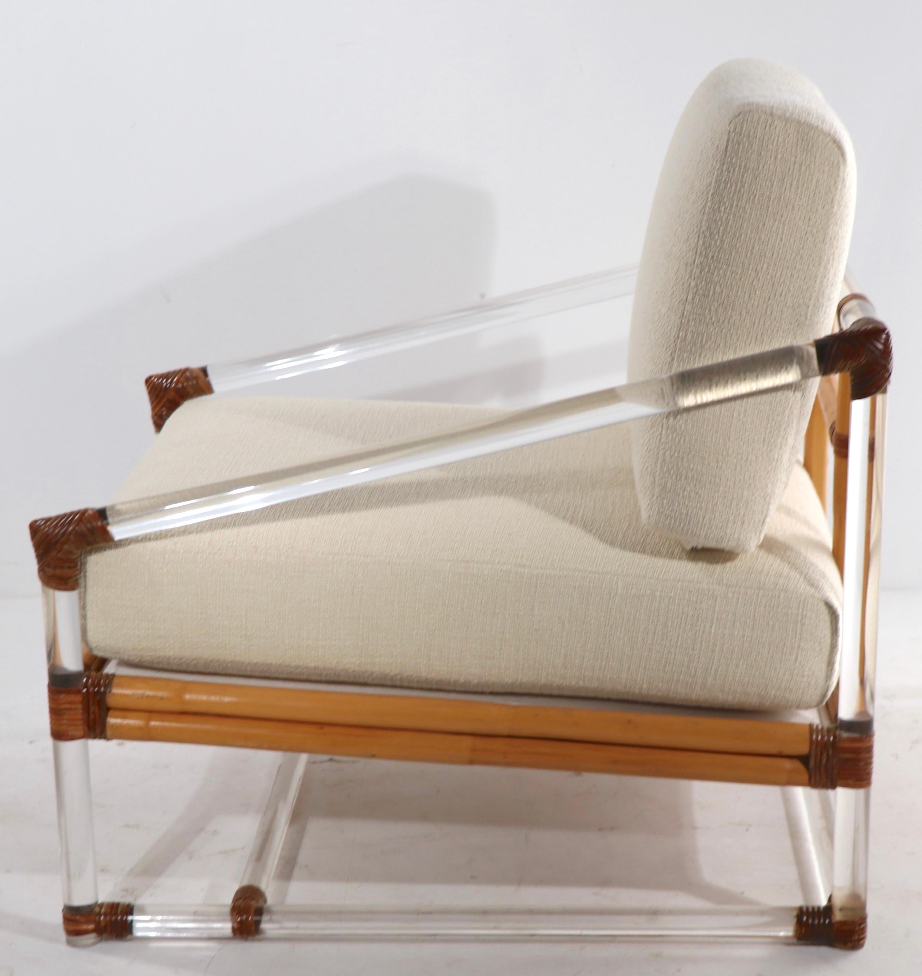 Lucite and Wicker Lounge Chair by McGuire In Good Condition In New York, NY