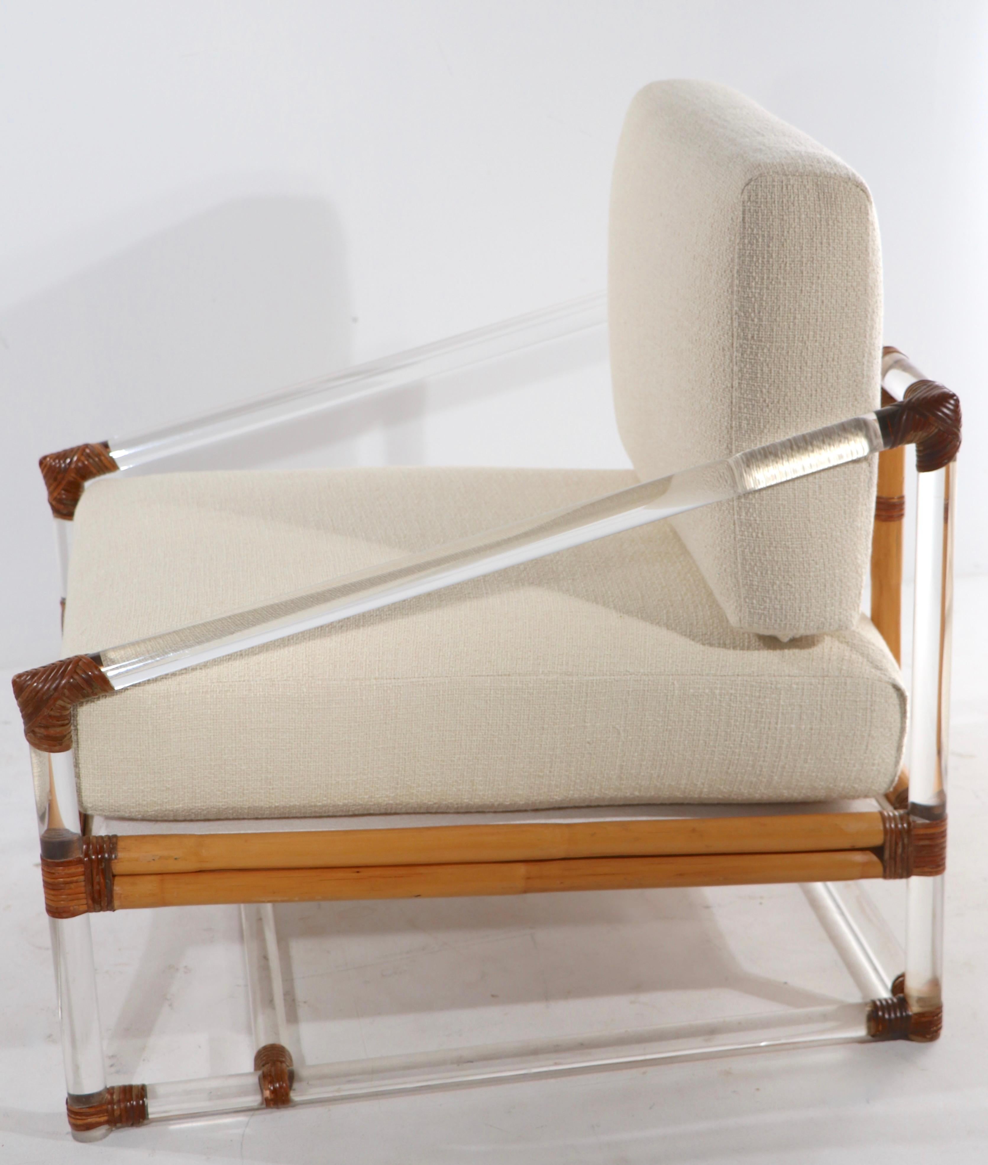 Late 20th Century Lucite and Wicker Lounge Chair by McGuire