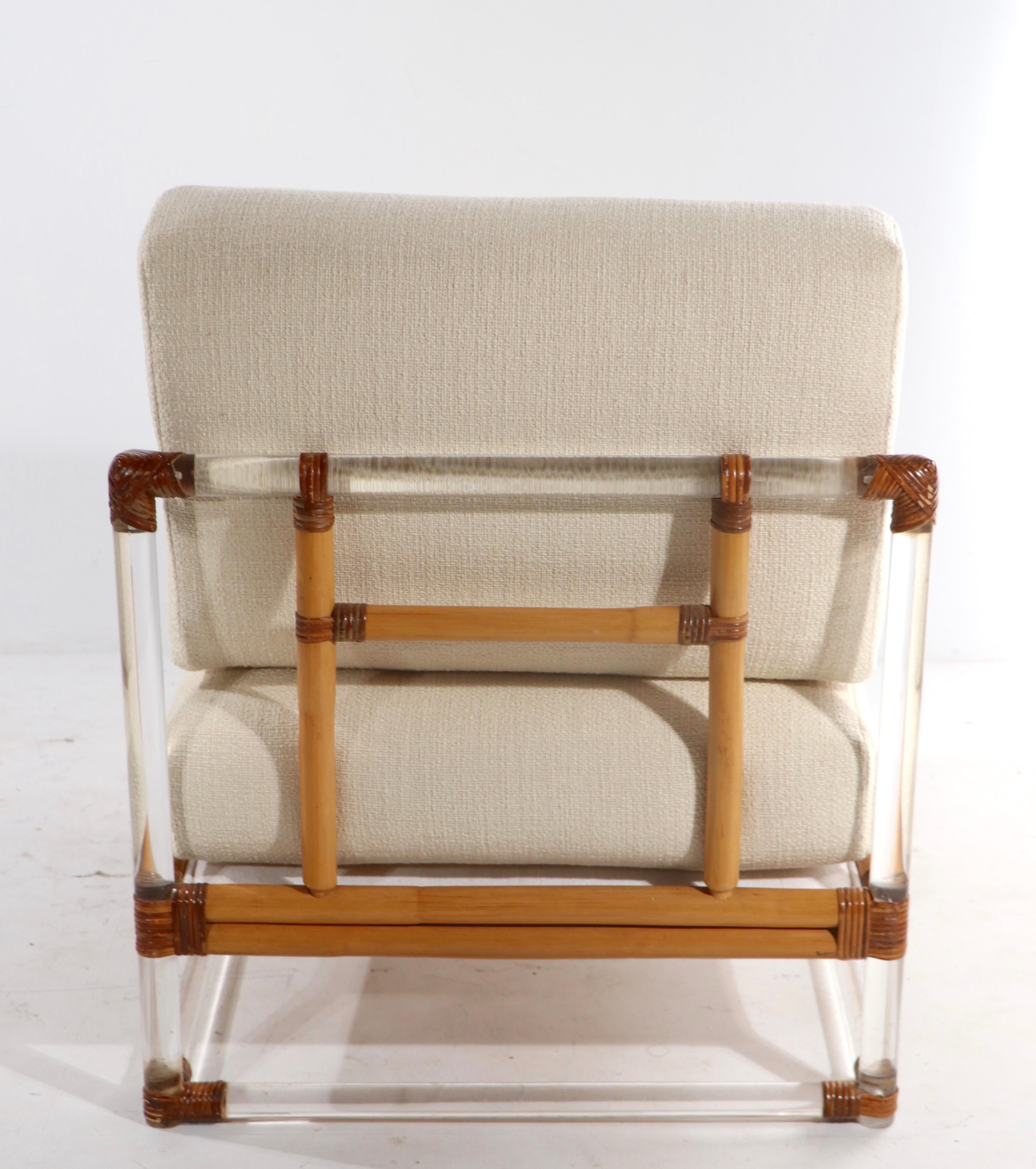 Lucite and Wicker Lounge Chair by McGuire 2