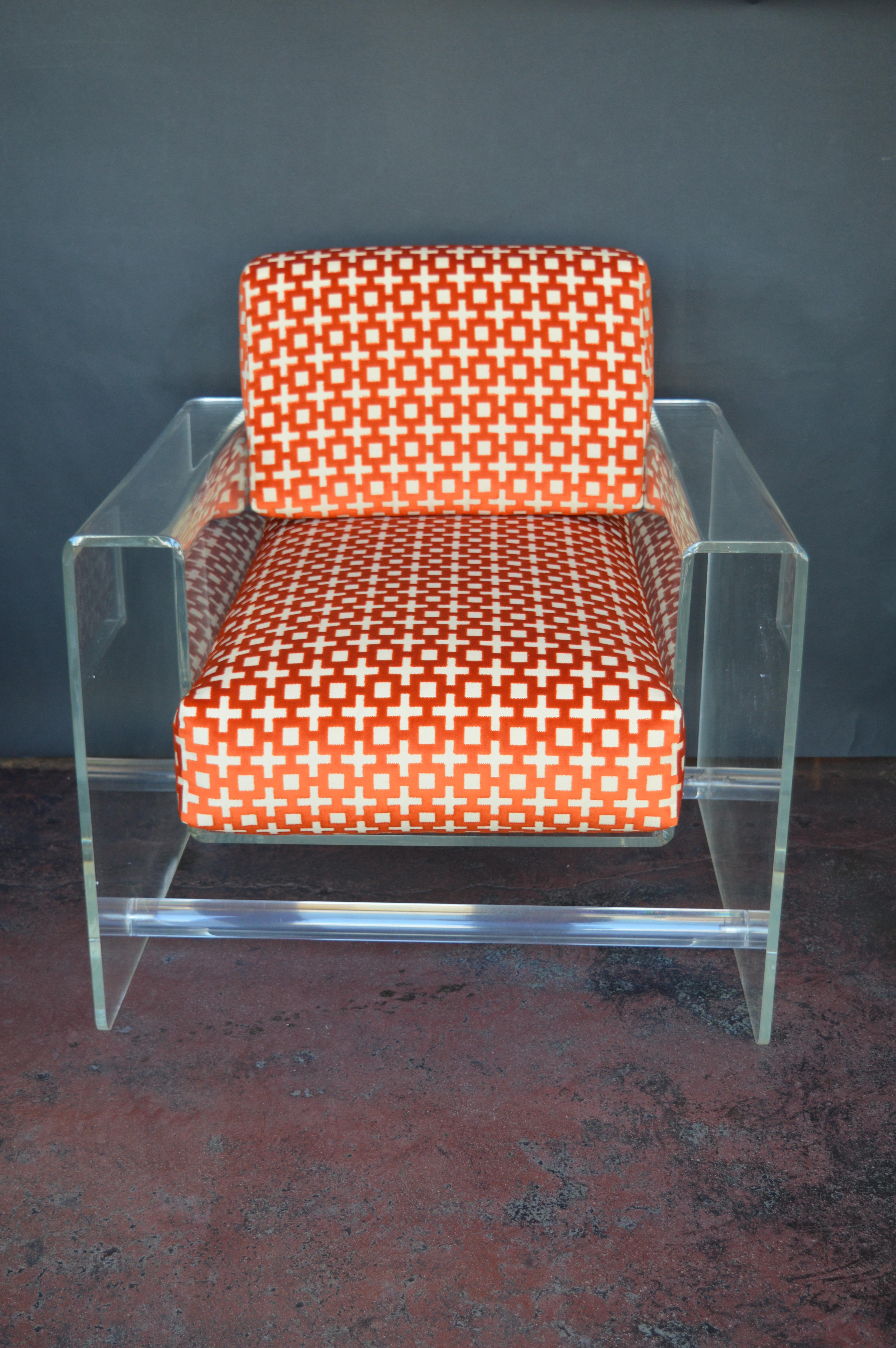 American Lucite Armchair with Ottoman