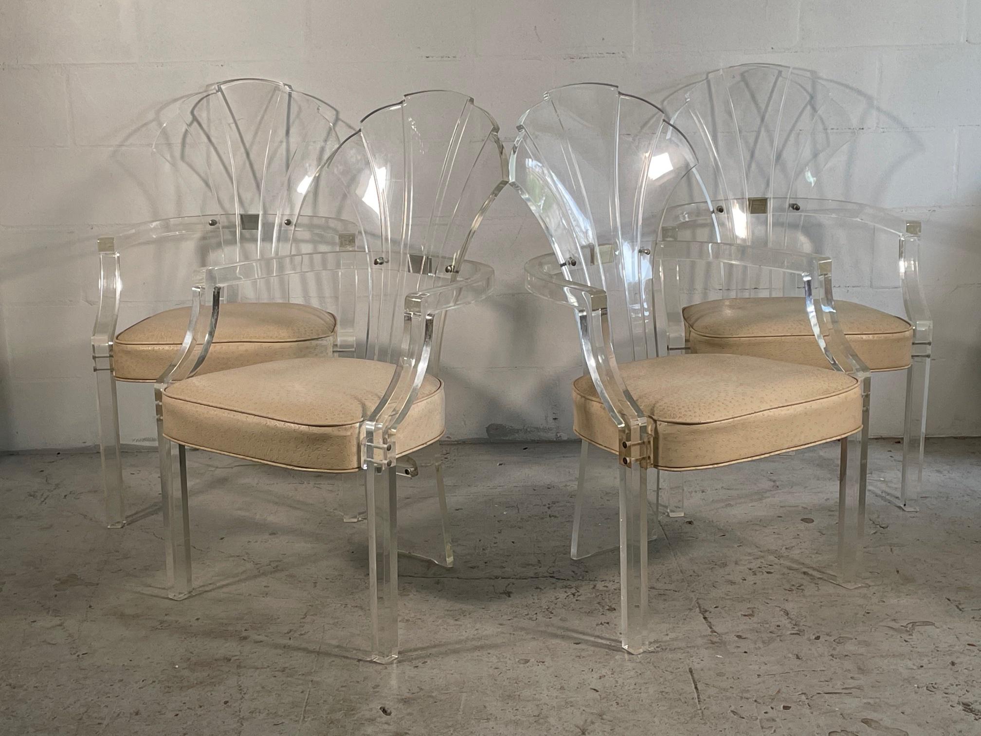 Lucite Art Deco Grotto Shell Back Chairs, Set of 4 5