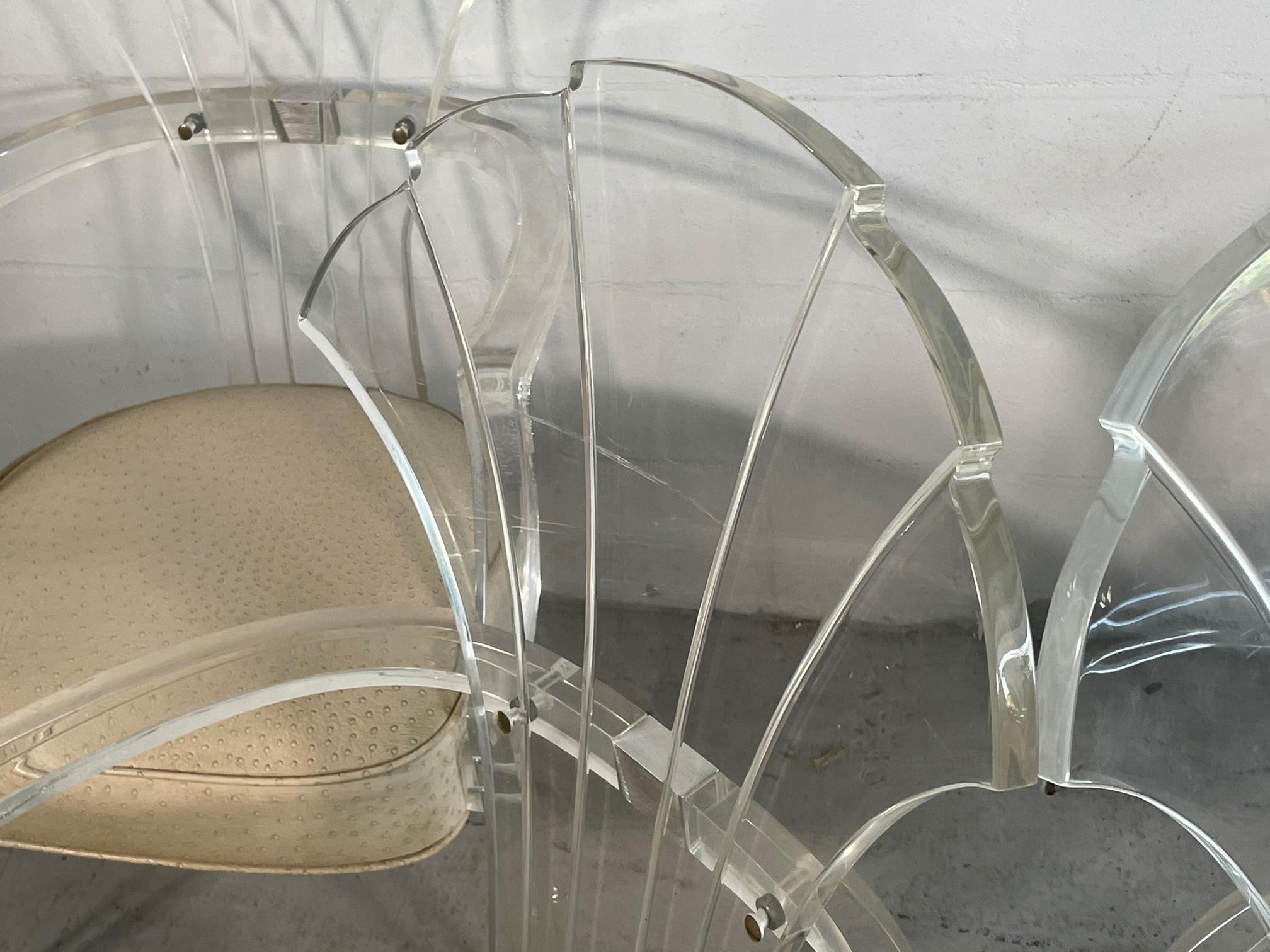 Lucite Art Deco Grotto Shell Back Chairs, Set of 4 In Good Condition In Jacksonville, FL