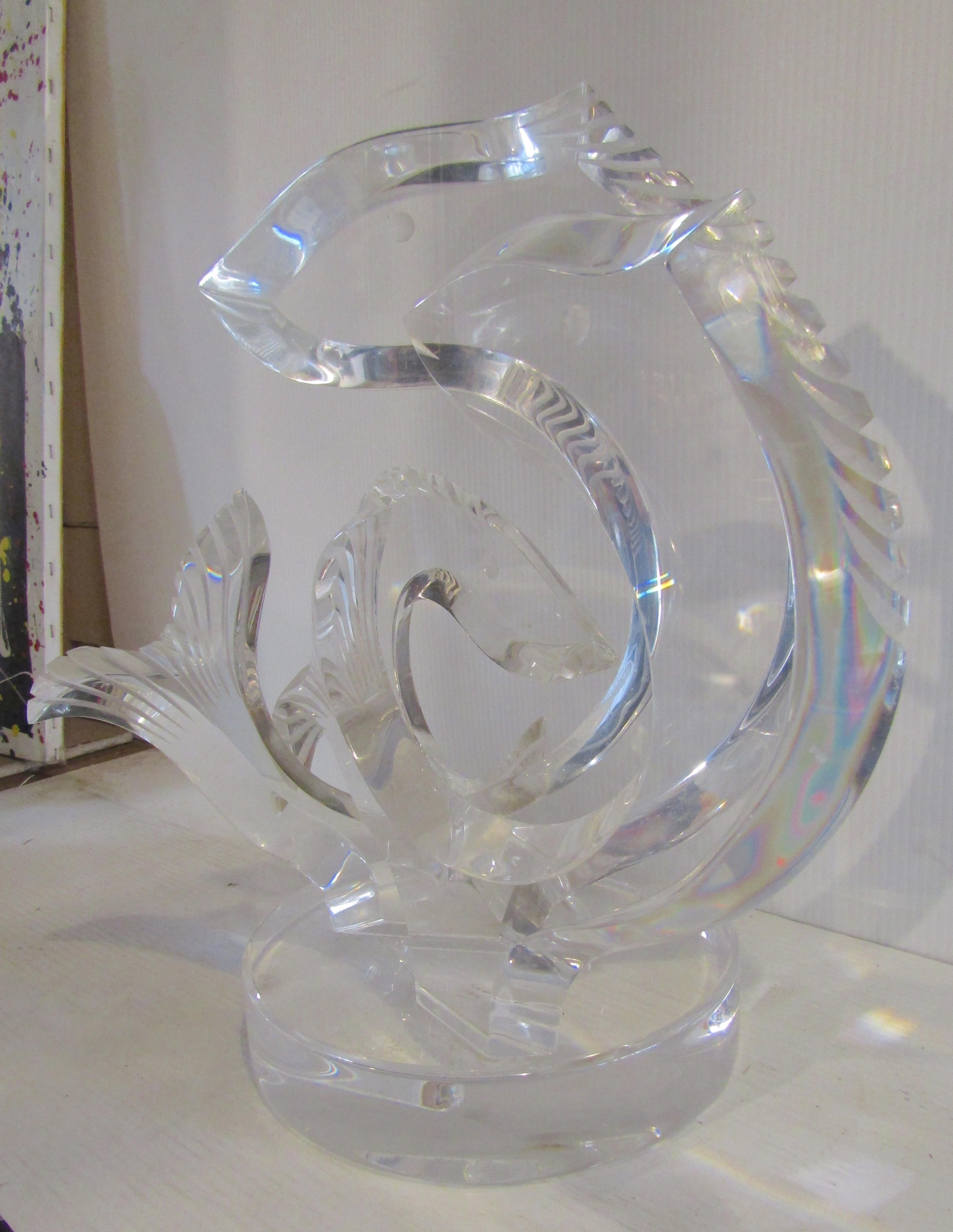 Three fish sculpture made of Lucite by Hivo Van Teal. Signed and numbered.
(Please confirm item location - NY or NJ - with dealer).
      