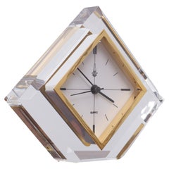 Lucite Arteplas Triangle Shape Quarts Table Clock Spain 1970s