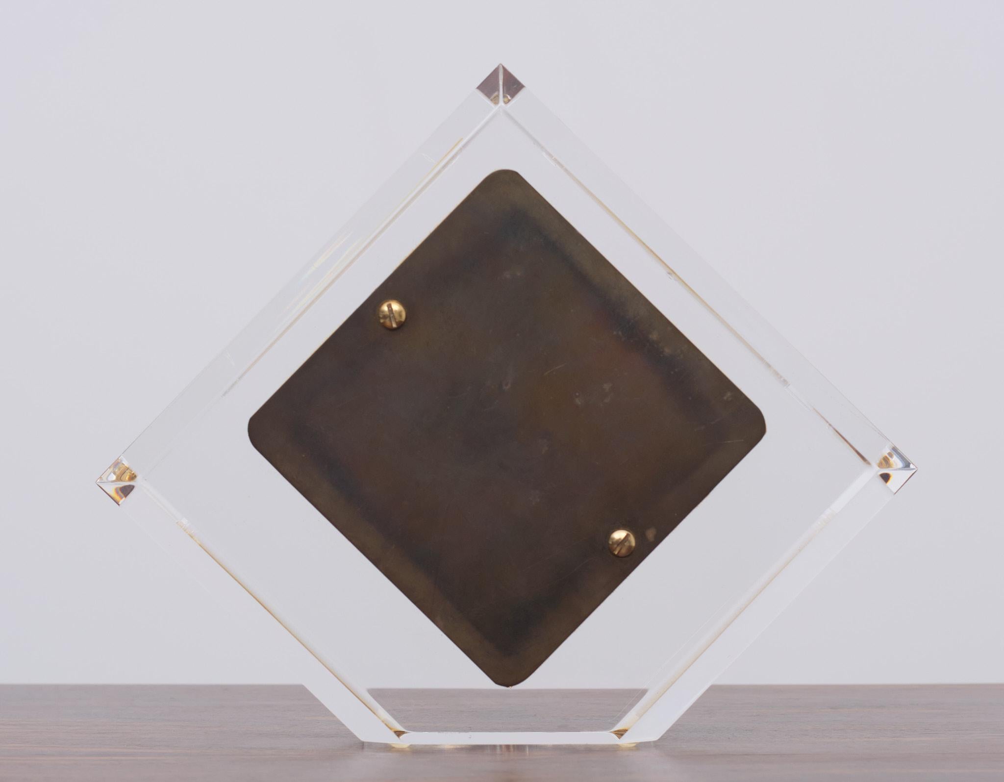 Late 20th Century Lucite Arteplas Triangle Shape Quarts Table Clock Spain 1970s 