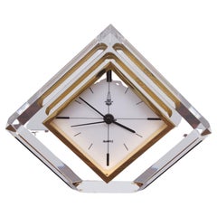 Lucite Arteplas Triangle Shape Quarts Table Clock Spain 1970s