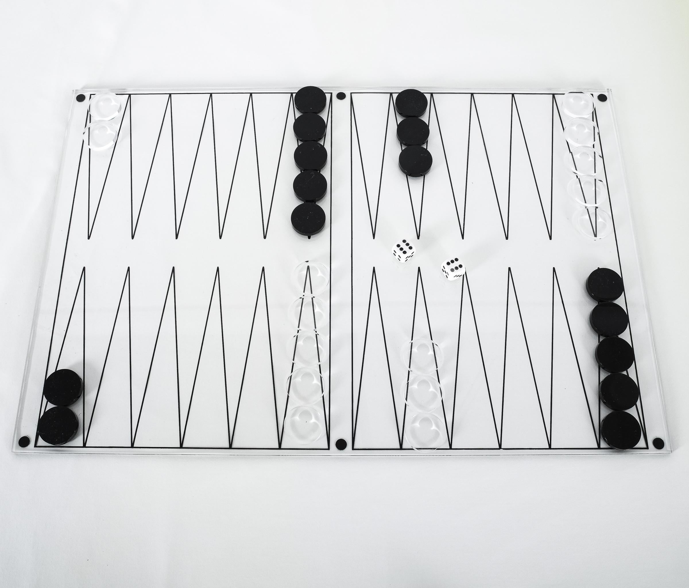 Lucite Backgammon Game, Italy, 1970 1