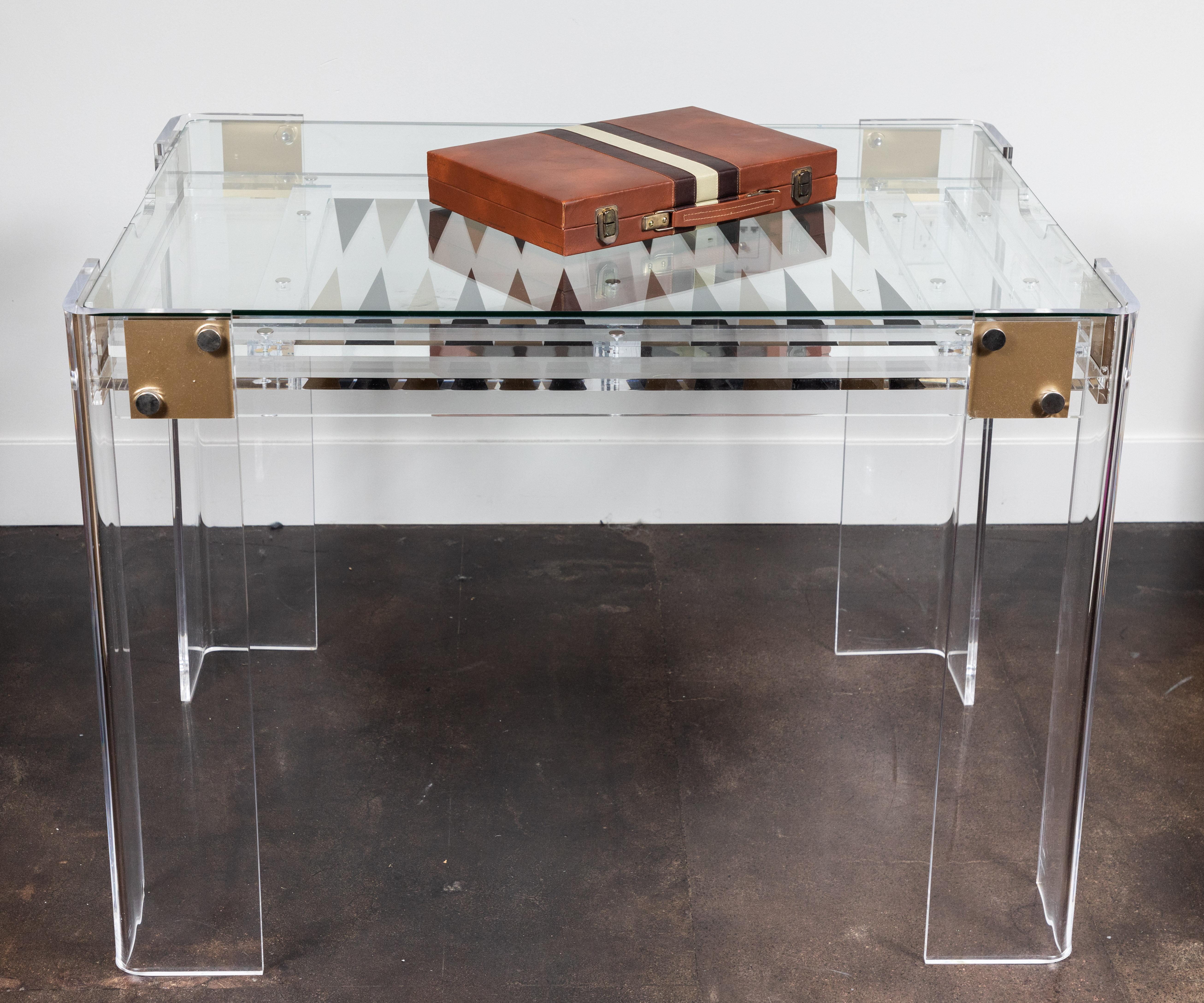 American Lucite Backgammon Table in the Manner of Charles Hollis Jones