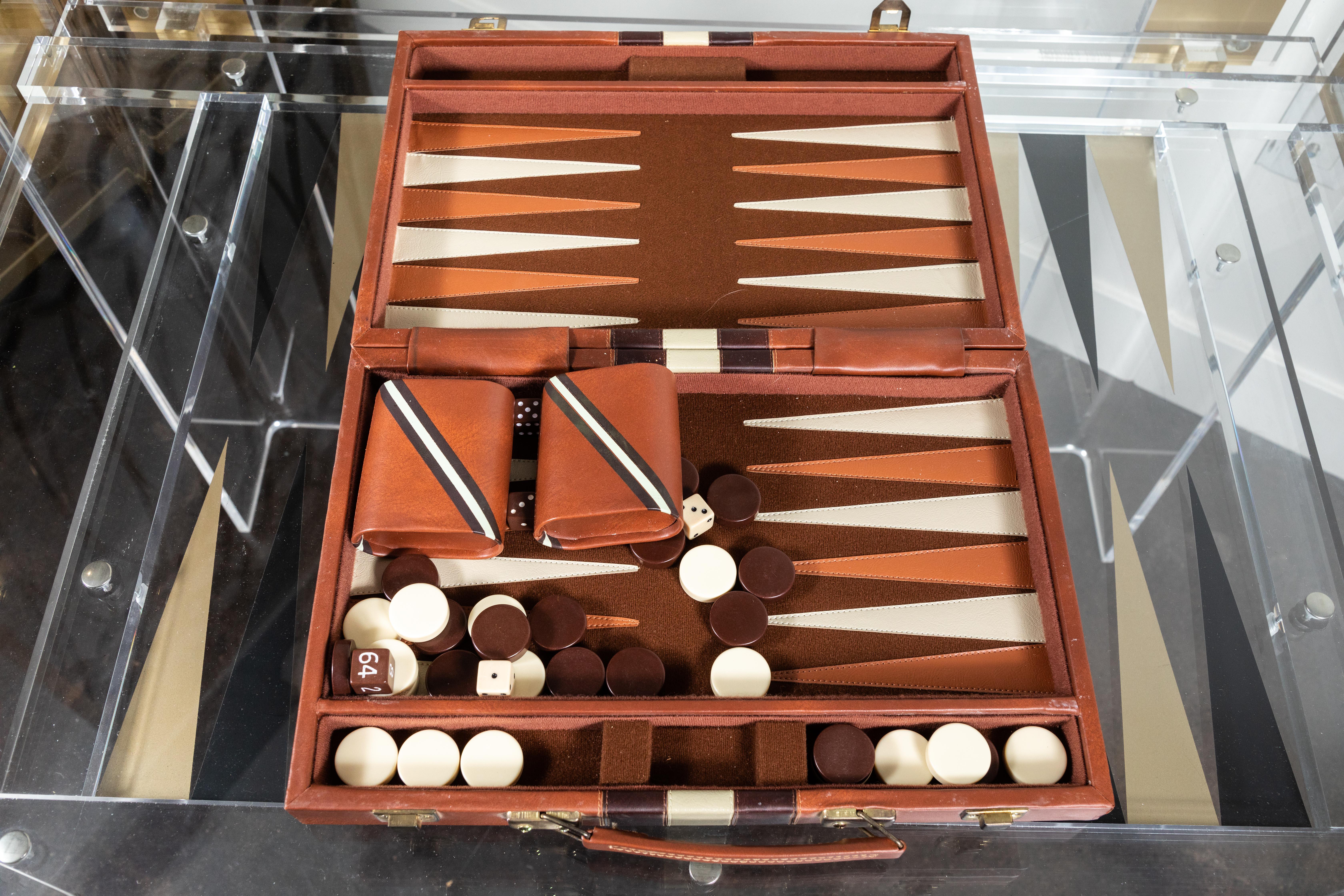 Lucite Backgammon Table in the Manner of Charles Hollis Jones 4