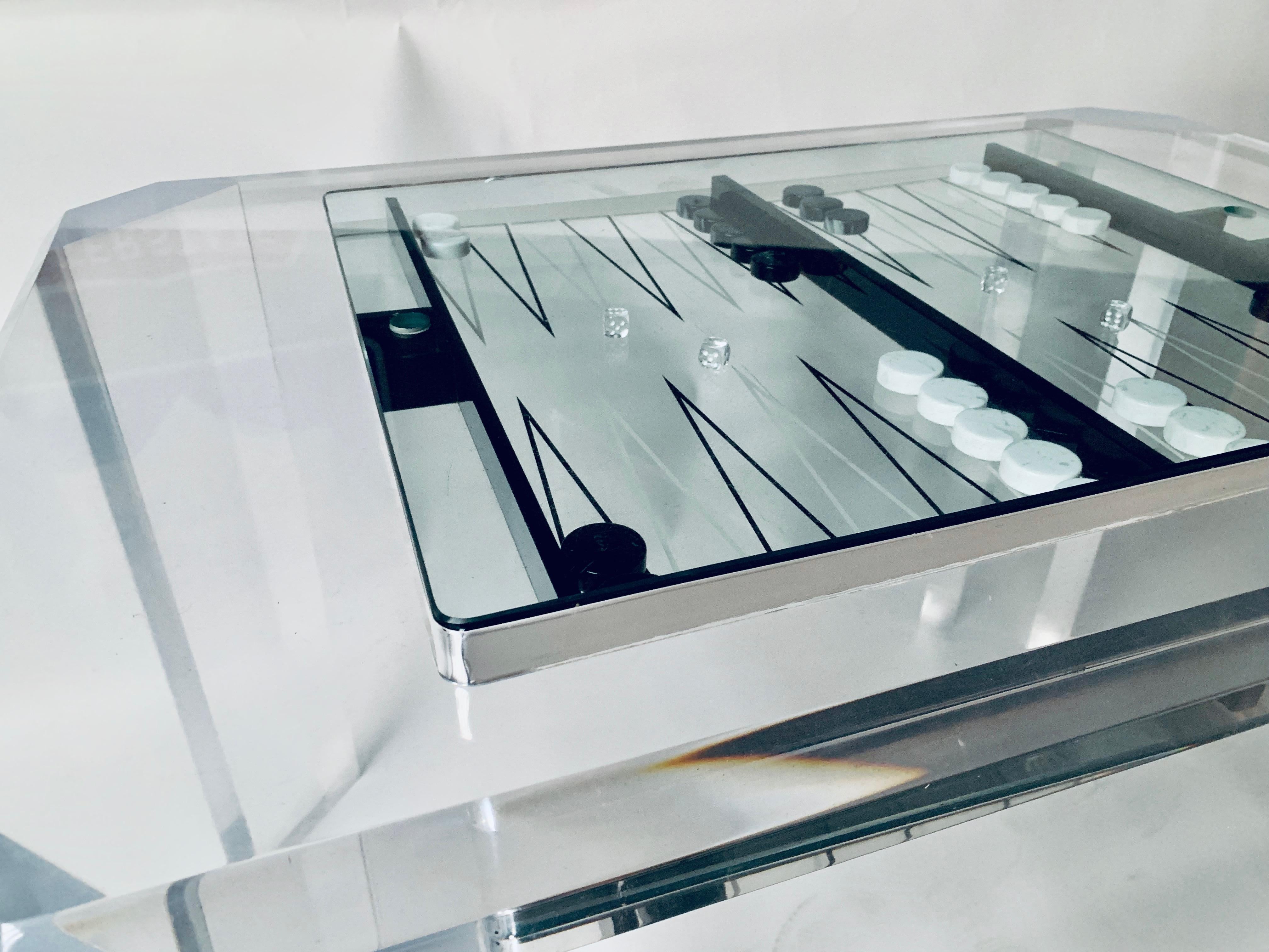 Lucite Backgammon Table with Glass Cover 4