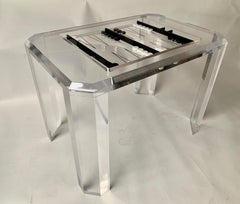 Lucite Backgammon Table with Glass Cover