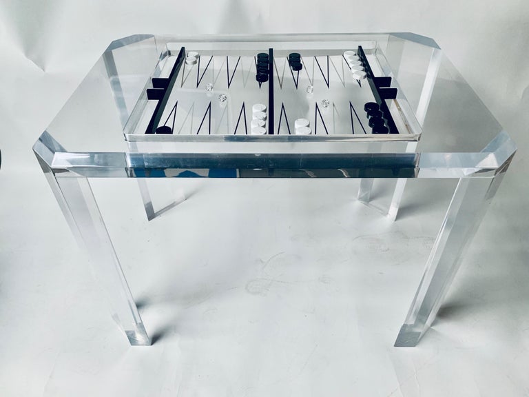 Lucite Backgammon Table with Glass Cover at 1stDibs acrylic
