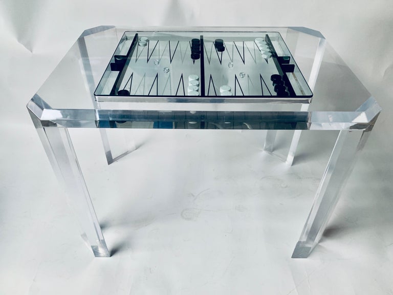 Lucite Backgammon Table with Glass Cover at 1stDibs acrylic