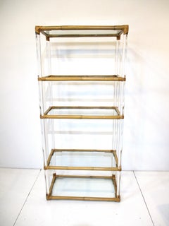 Karl Springer styled Lucite / Bamboo / Glass Etagere