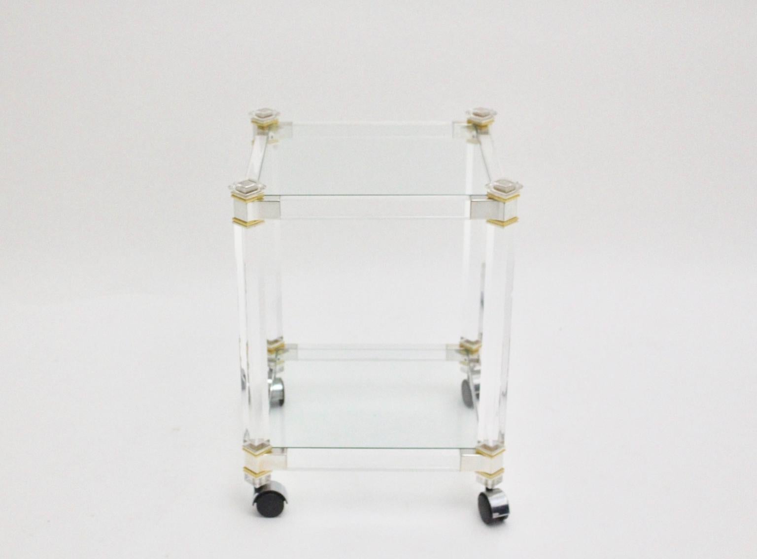 Space Age Vintage Lucite Bar Cart by Pierre Vandel Attributed, 1970s, France For Sale 1