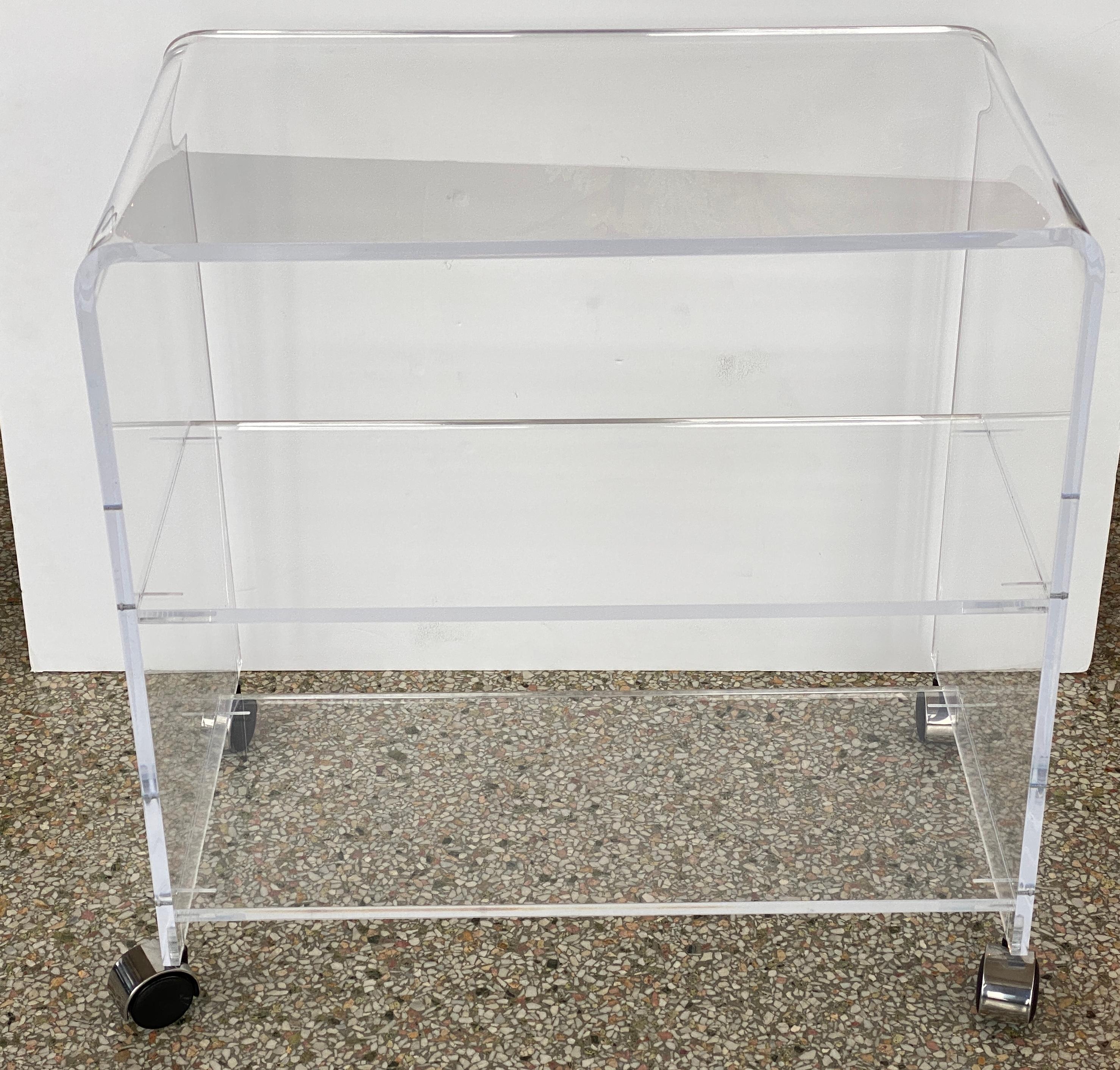 American Lucite Bar Cart Style of Hollis Jones For Sale