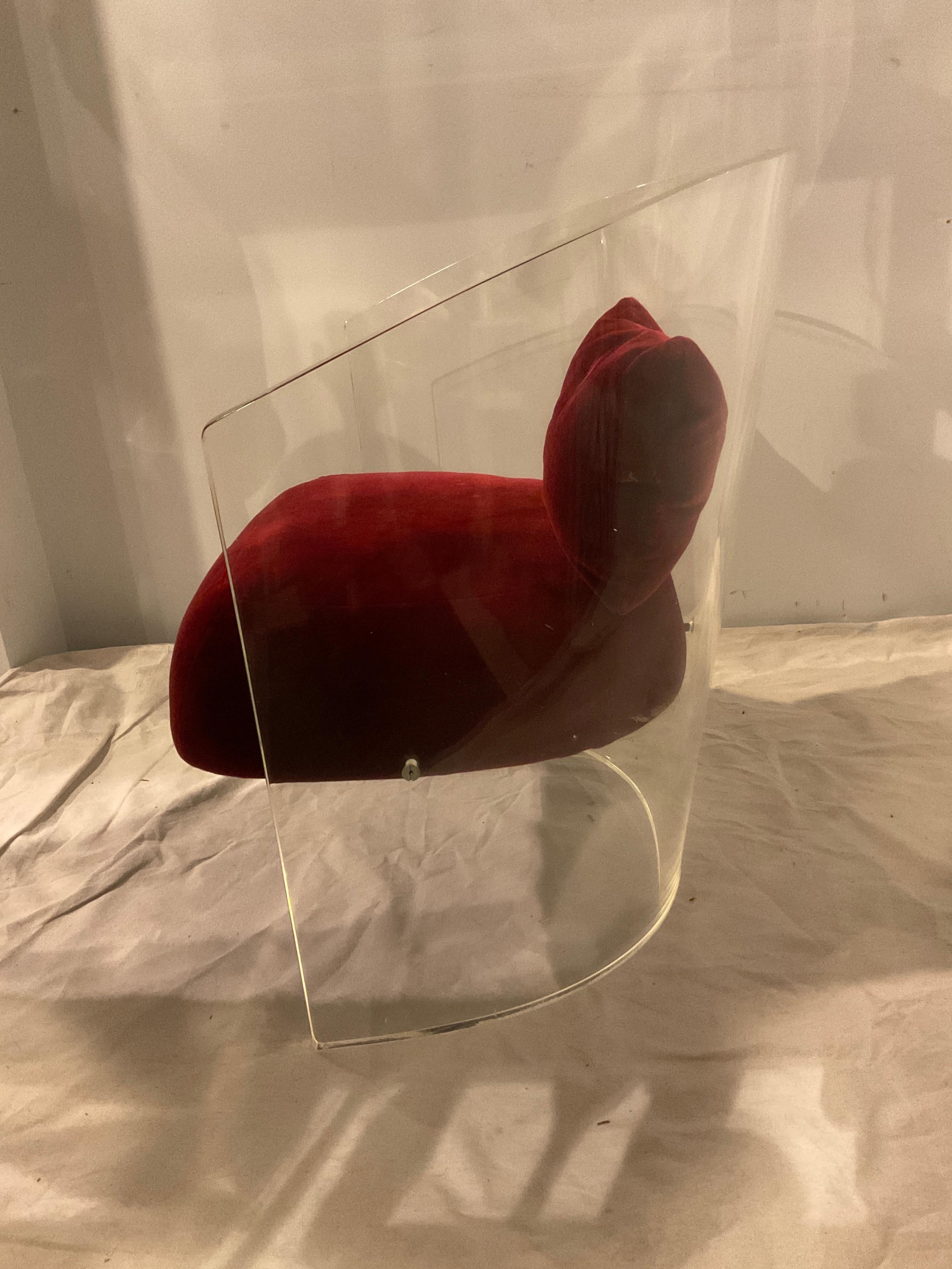 Late 20th Century  Lucite Barrel Chair By Pace For Sale