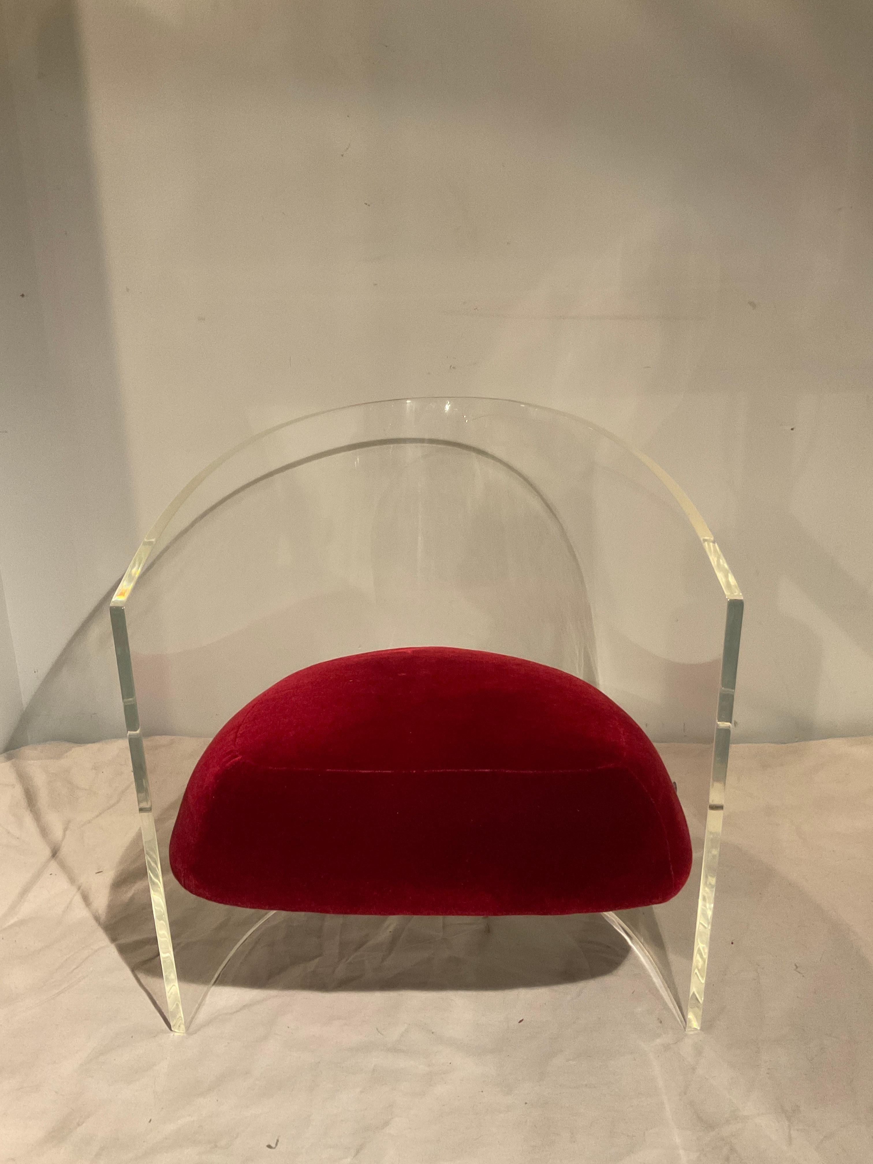  Lucite Barrel Chair By Pace For Sale 5