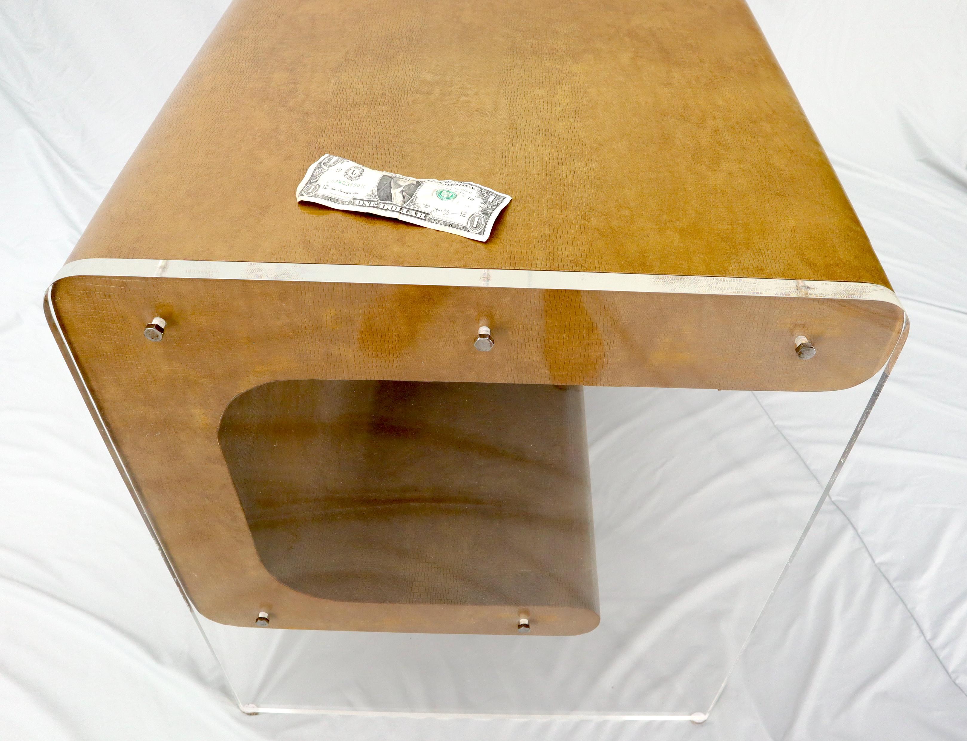 Schreibtisch mit einer Schublade und Lucite-Sockel aus Kunstschlangenhaut in skulpturaler Form im Angebot 5