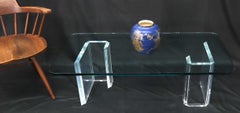 Lucite Base Glass Top Compact Rectangular Coffee Table