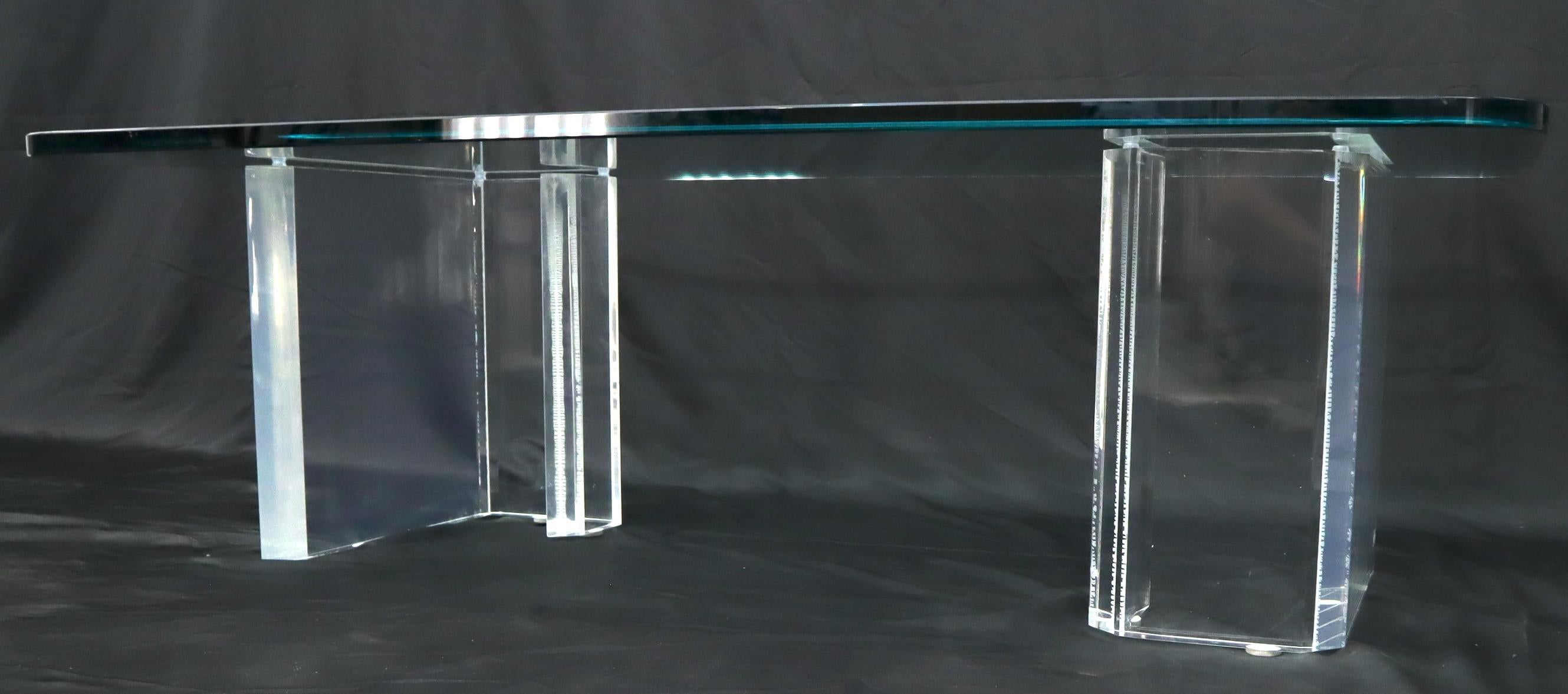 20th Century Lucite Base Glass Top Compact Rectangular Coffee Table For Sale