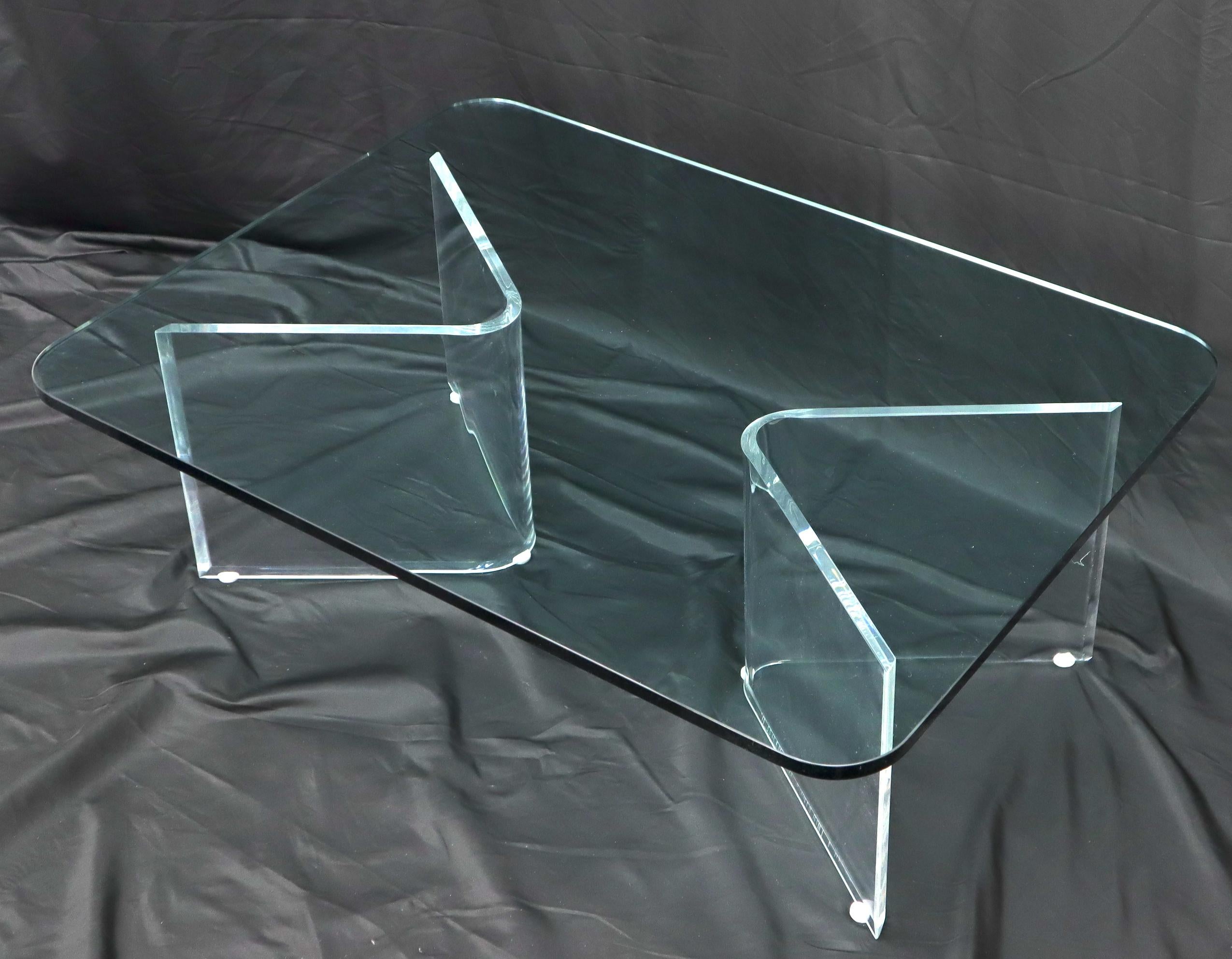 Lucite Base Glass Top Rectangle Coffee Table 3