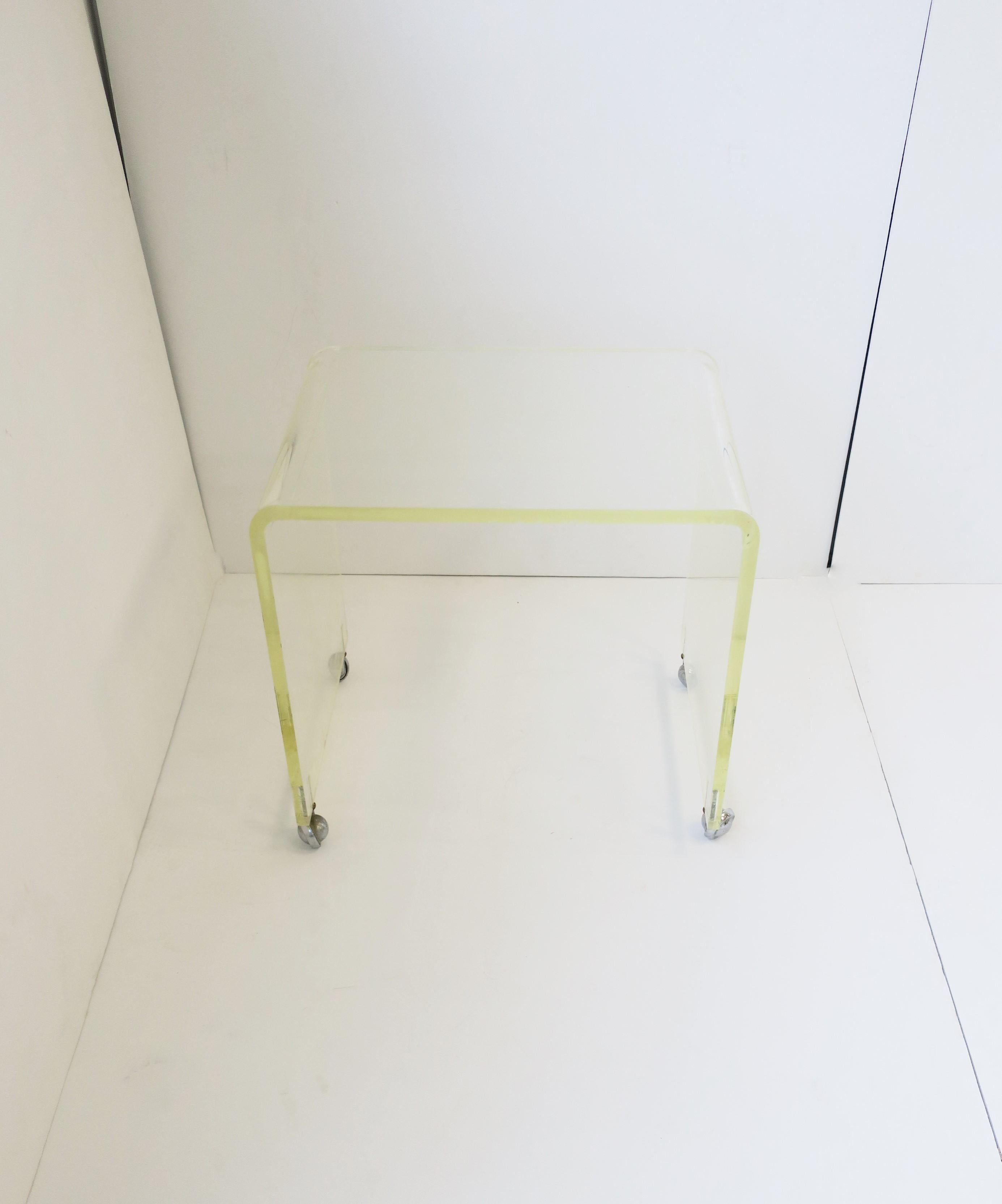 Chrome Modern Lucite Bench or Side Table